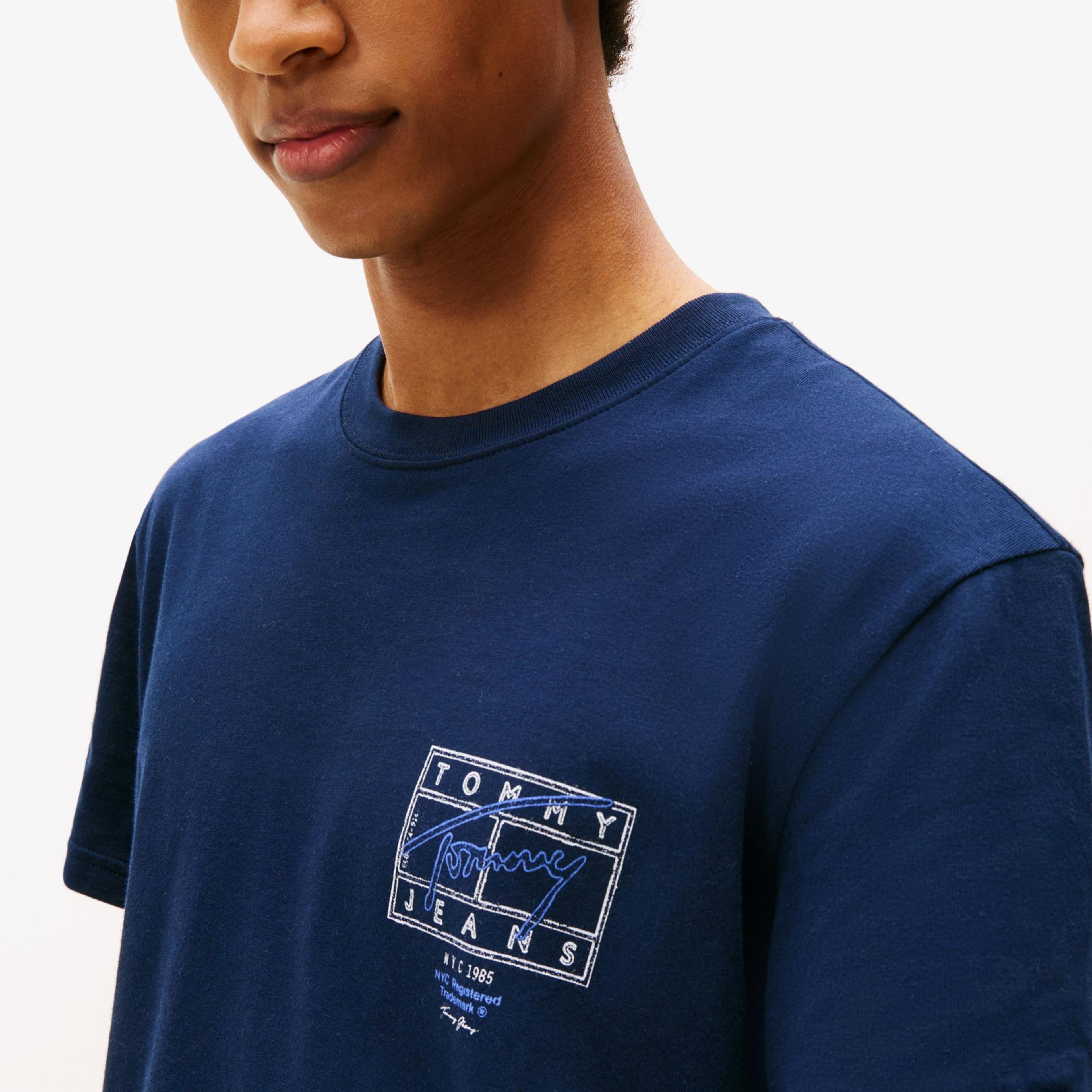 Tommy Hilfiger Signature Erkek Lacivert T-Shirt