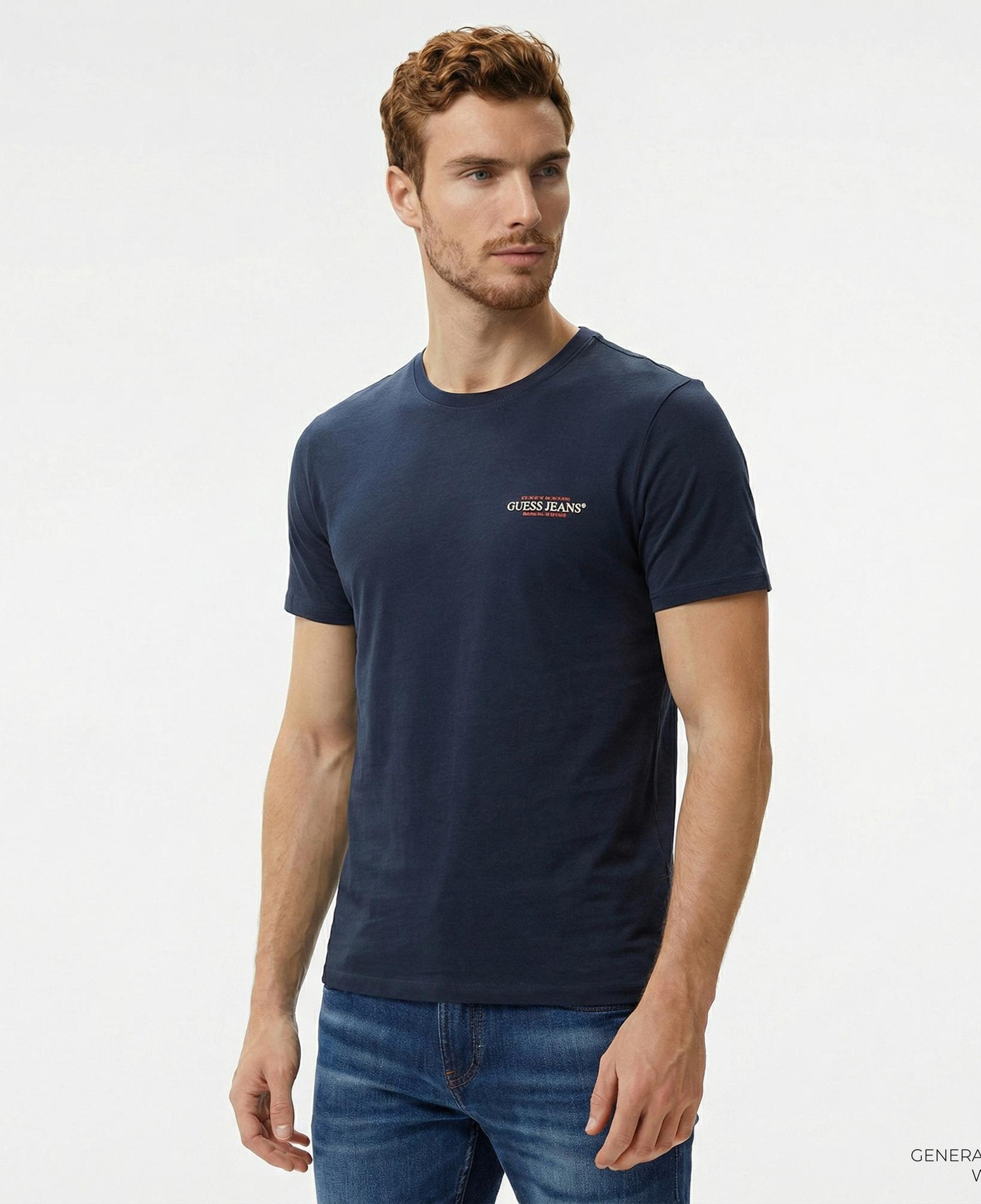 Guess Slim America Organic Cotton Erkek Lacivert T-Shirt
