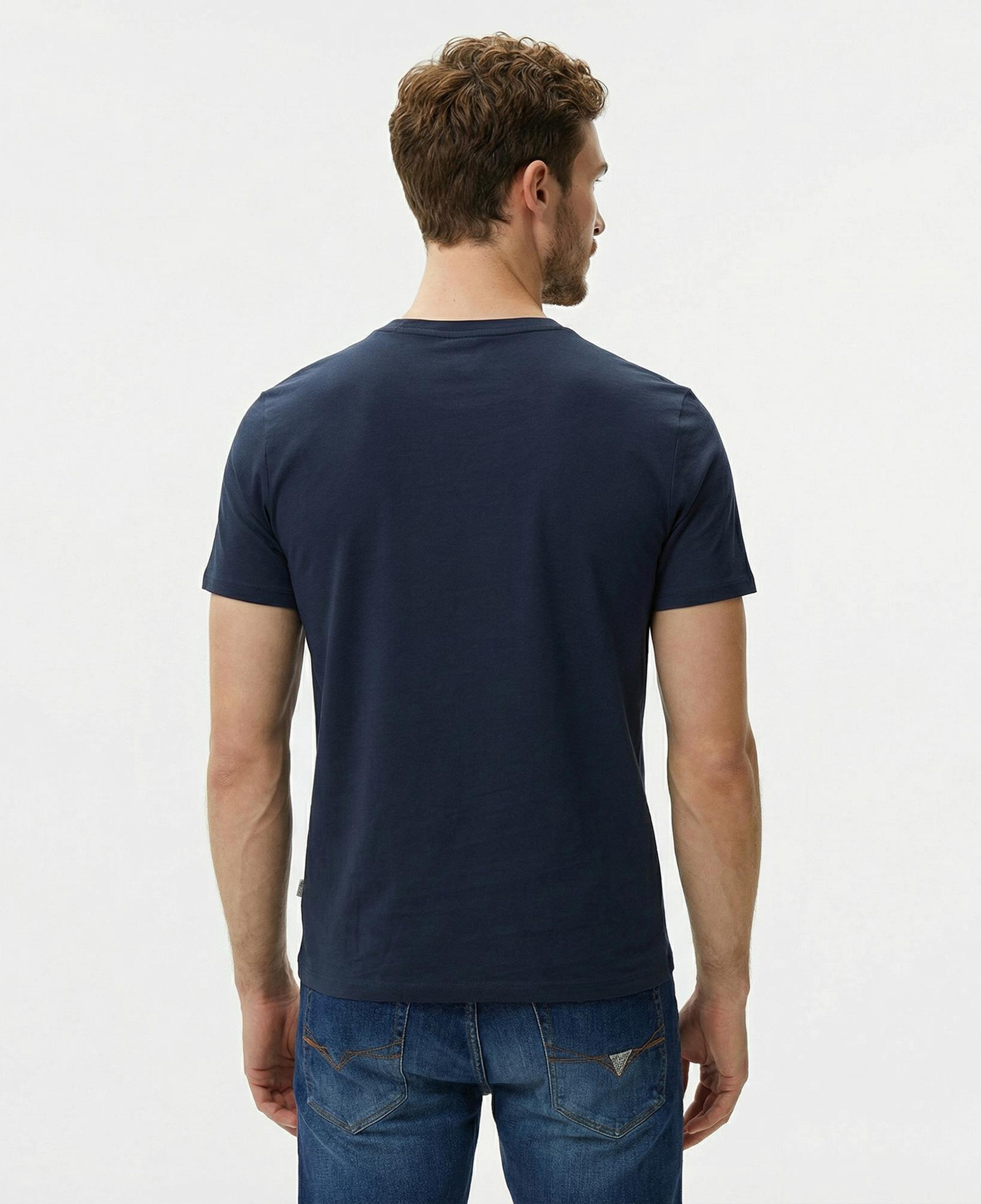 Guess Slim America Organic Cotton Erkek Lacivert T-Shirt