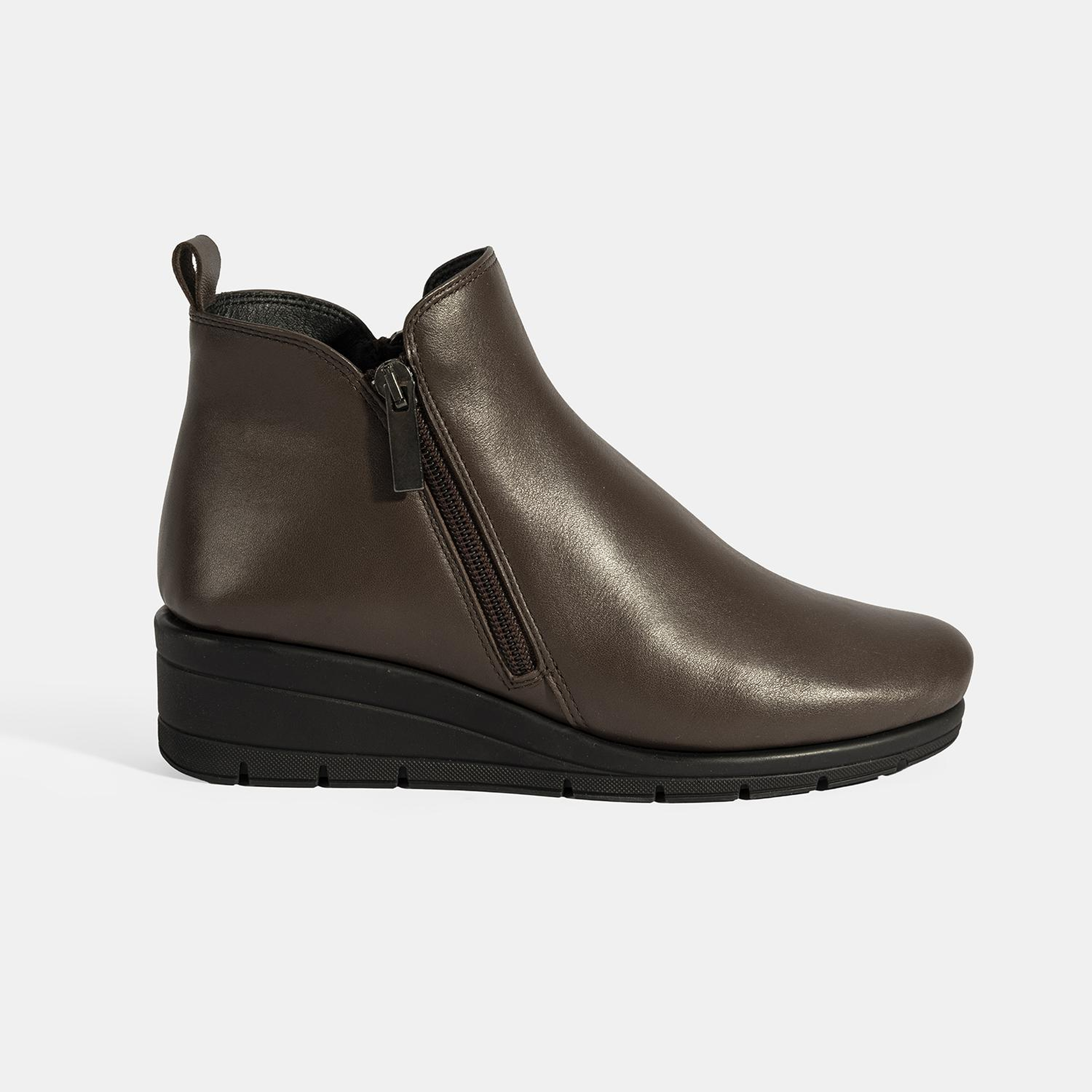 Kadın Kahve DesaComfort Çift Fermuarlı Deri Bot