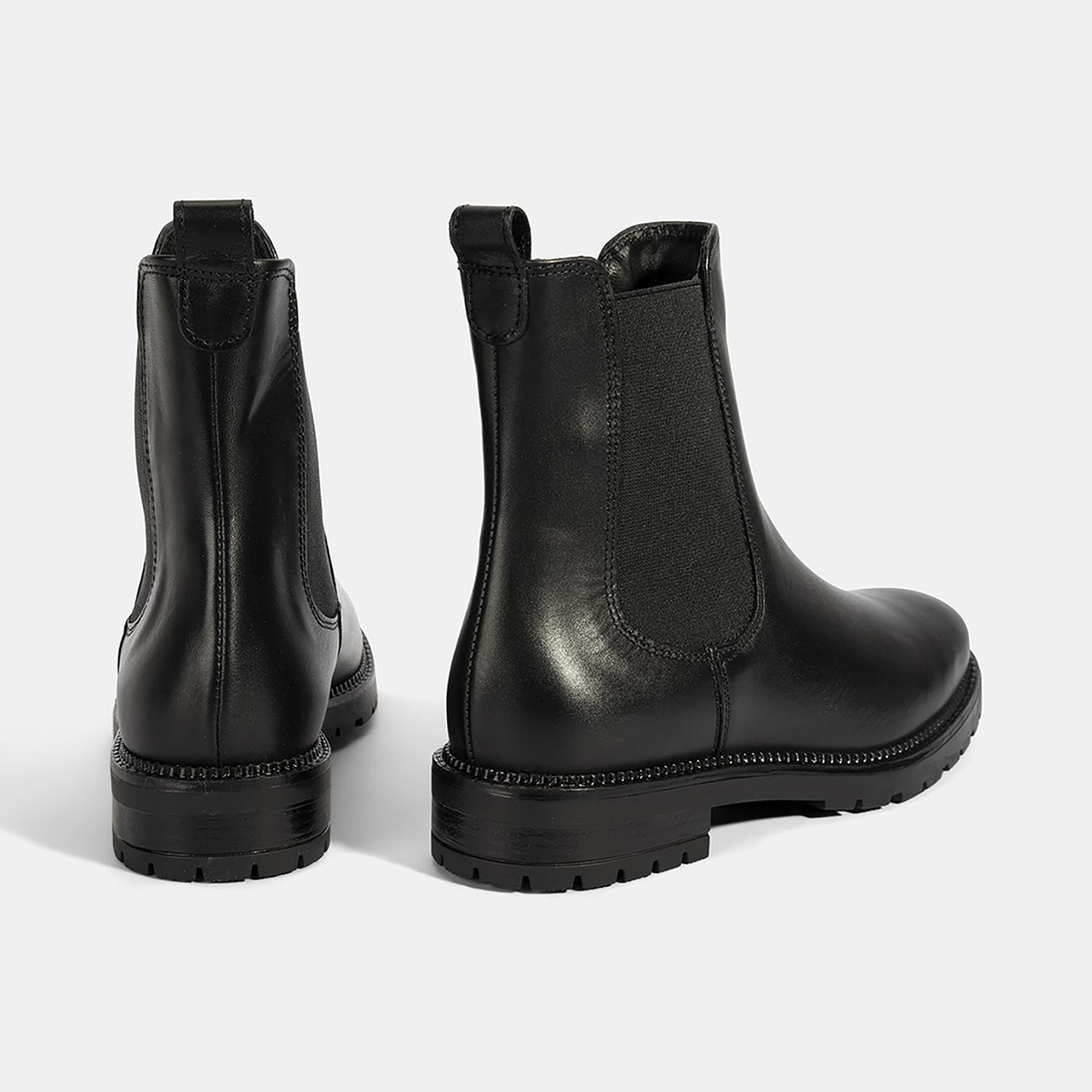 Kadın Siyah Lastikli Deri Chelsea Bot