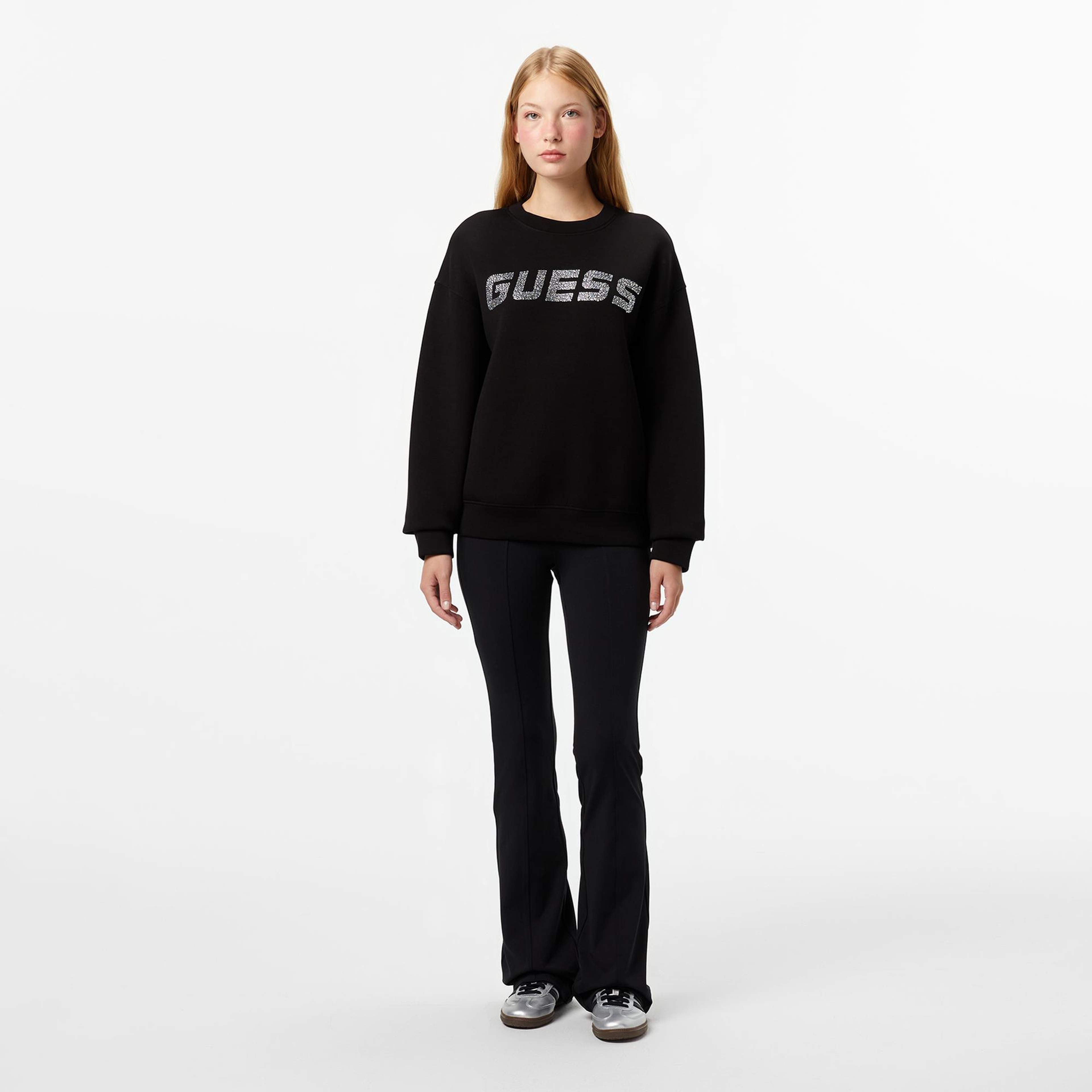 Guess Cecilia Scuba Kadın Siyah Sweatshirt