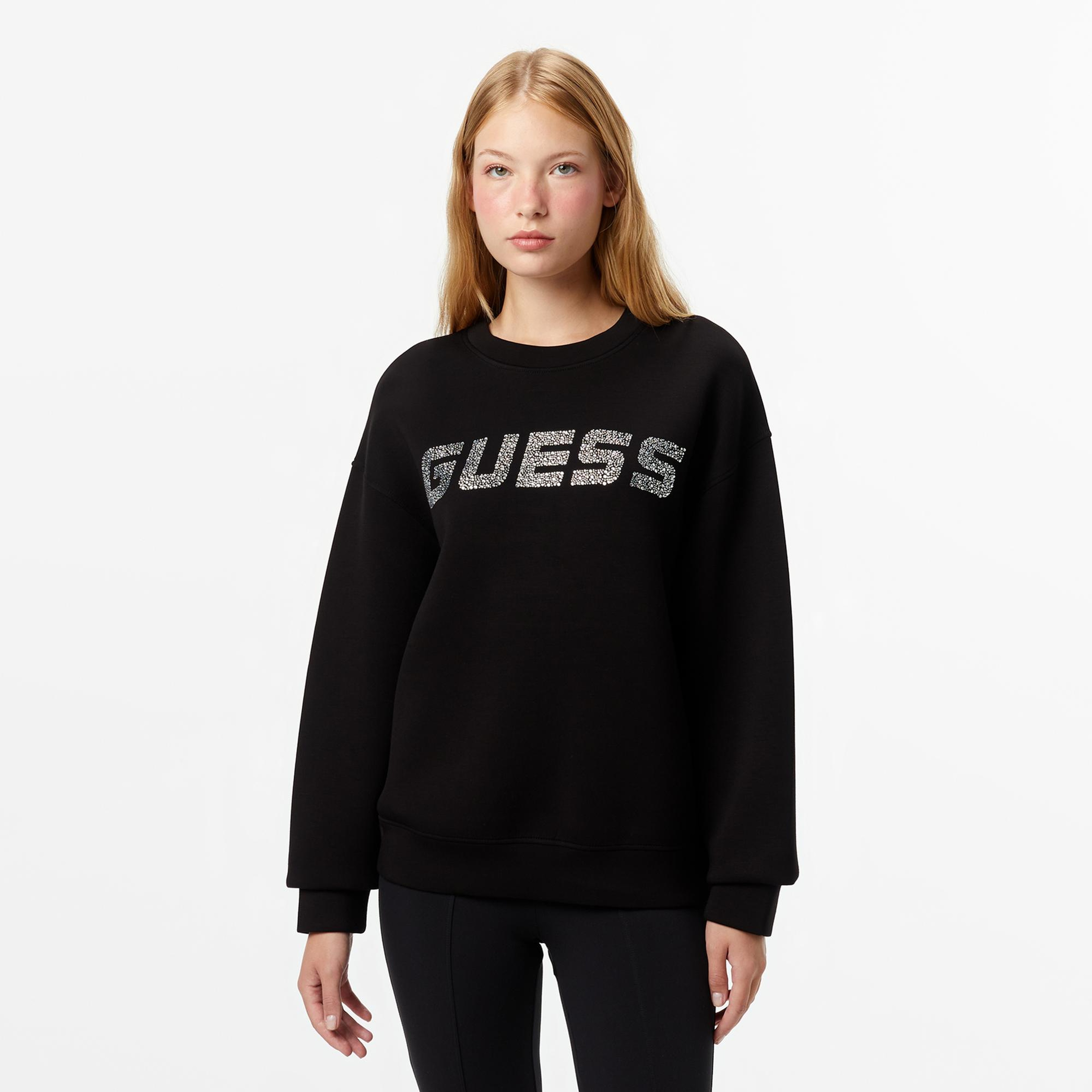 Guess Cecilia Scuba Kadın Siyah Sweatshirt