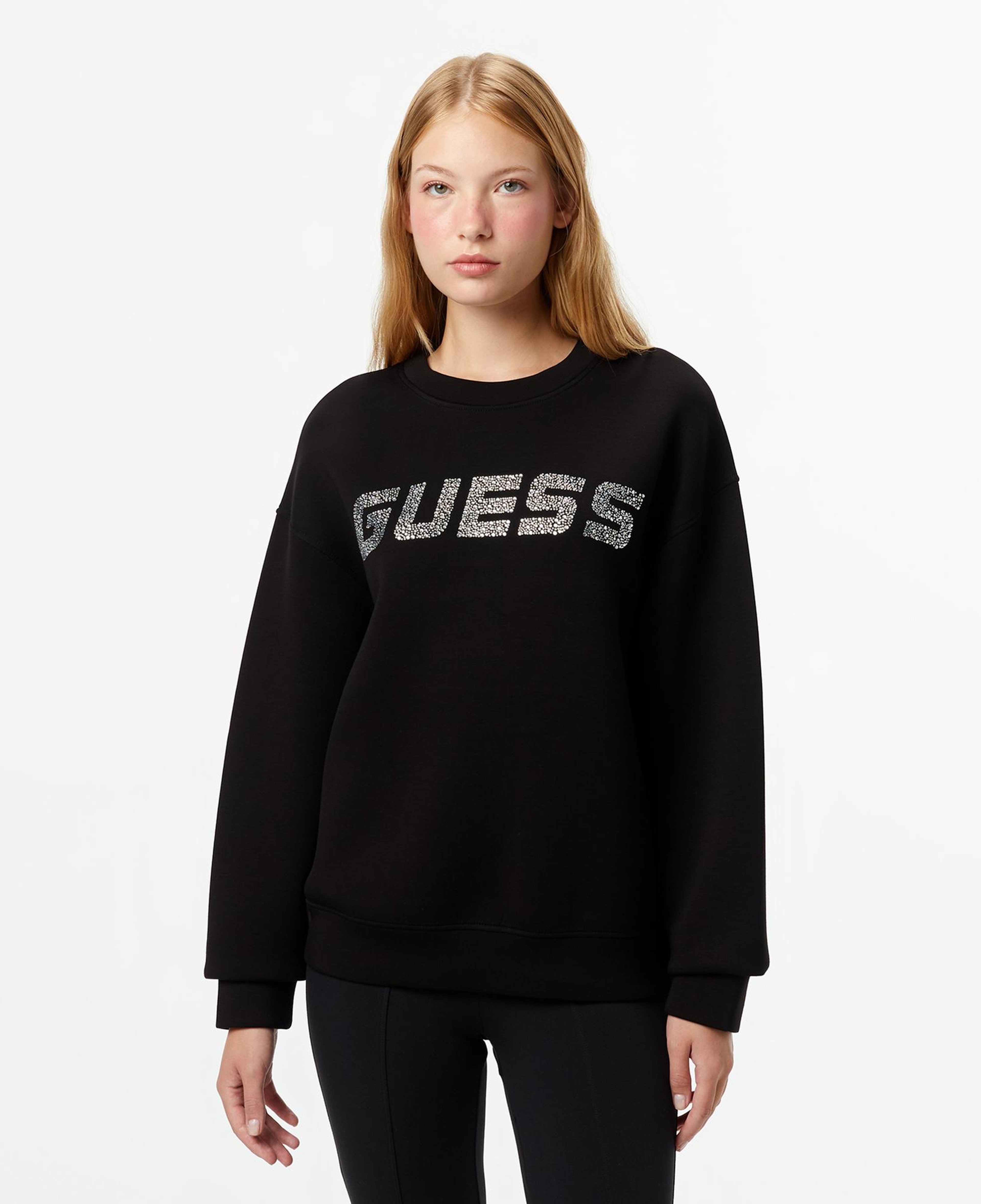 Guess Cecilia Scuba Kadın Siyah Sweatshirt