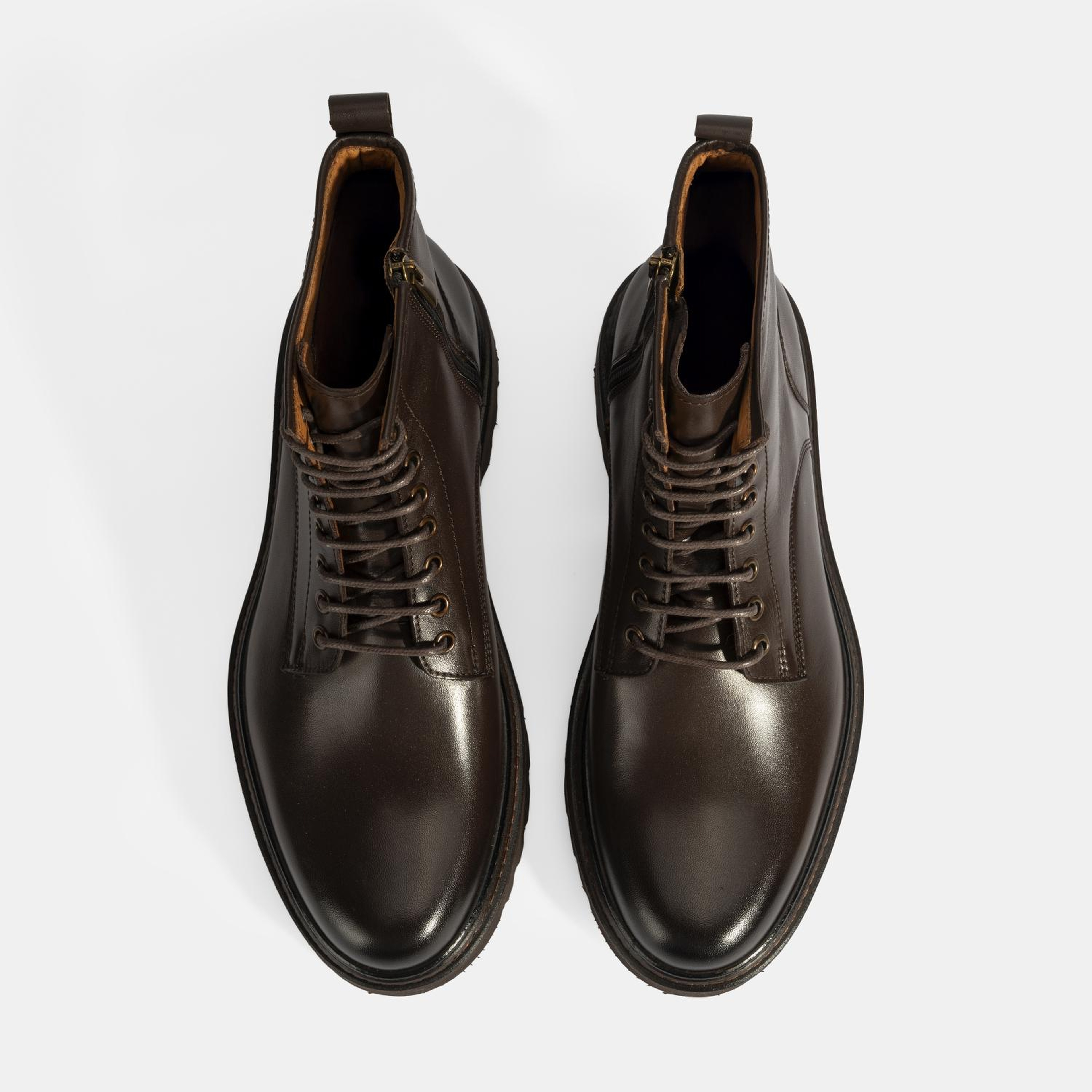 Erkek Kahve Bağcıklı Deri Postal Bot