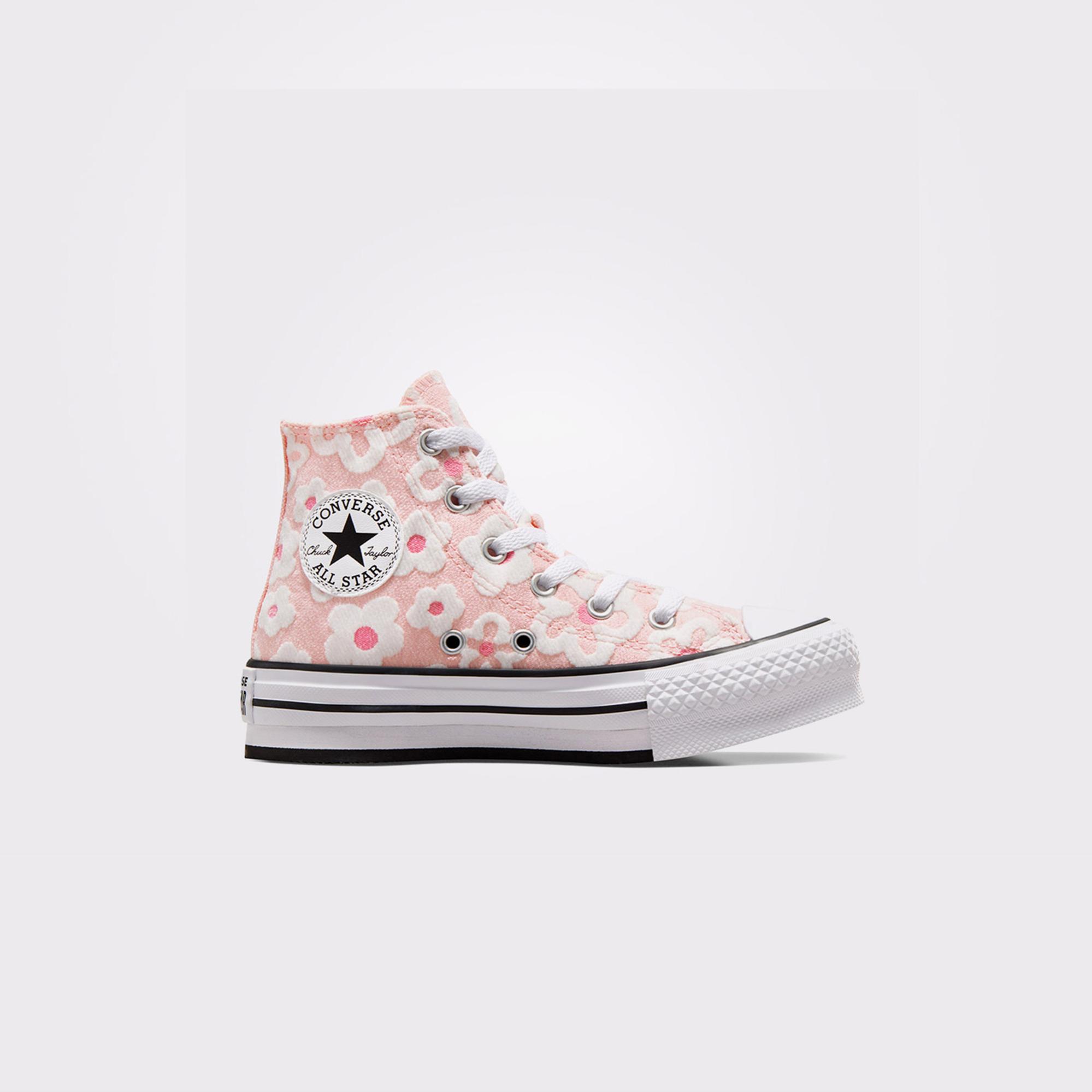 Converse Chuck Taylor All Star Lift Floral Embroidery Çocuk Pembe Platform Sneaker