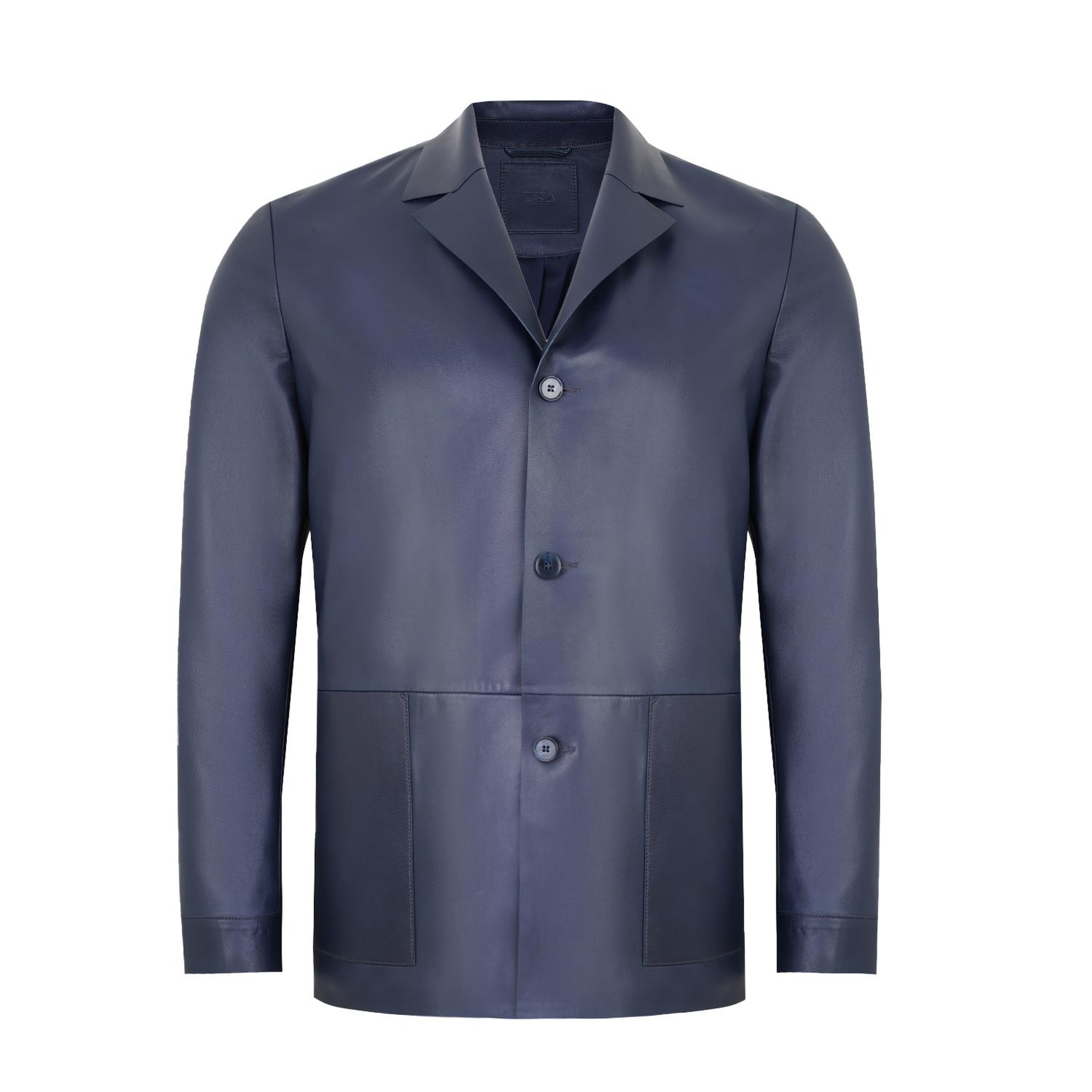 Auburn Mavi Erkek Deri Blazer Ceket