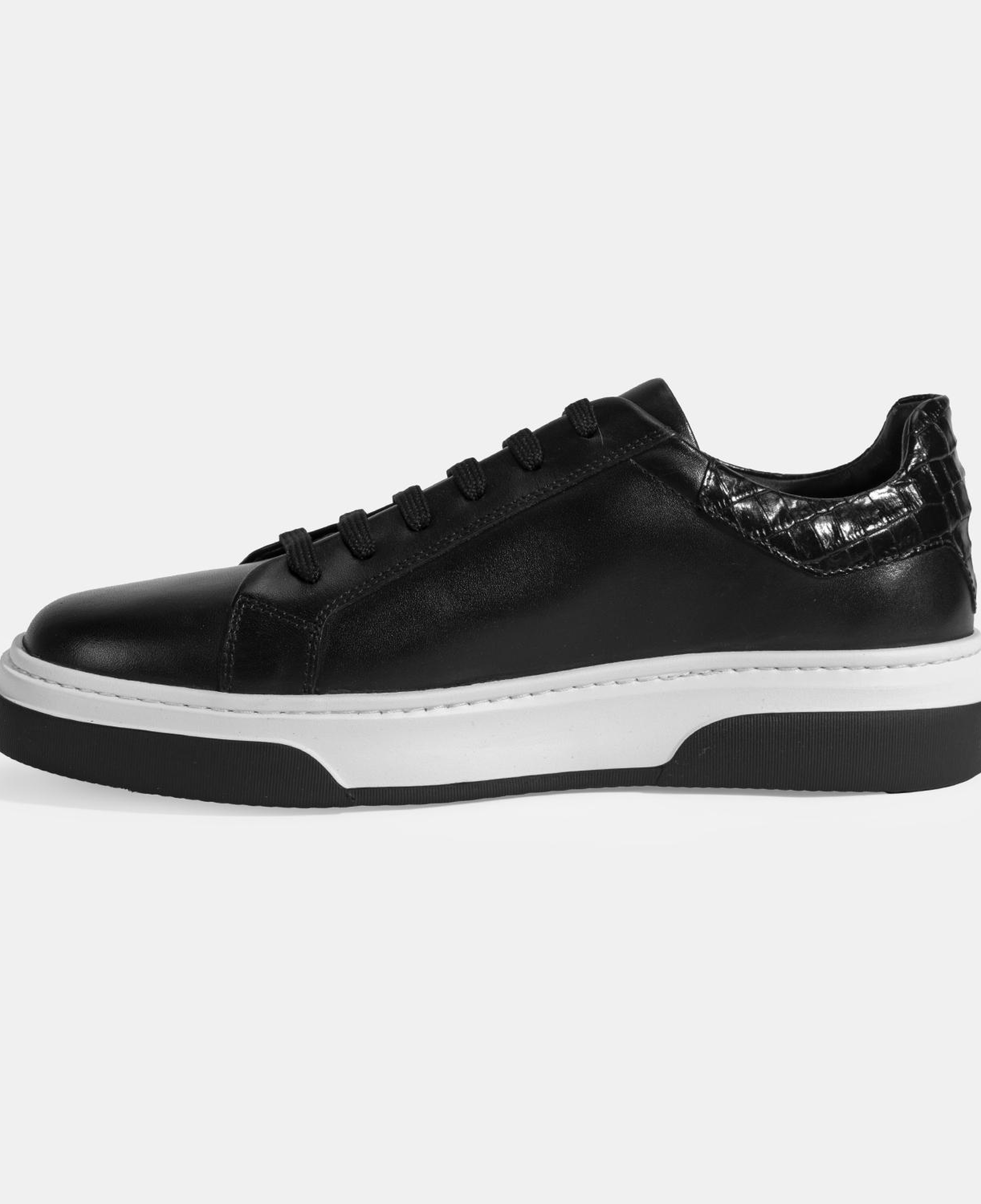 Erkek Siyah Bağcıklı Deri Spor Ayakkabı