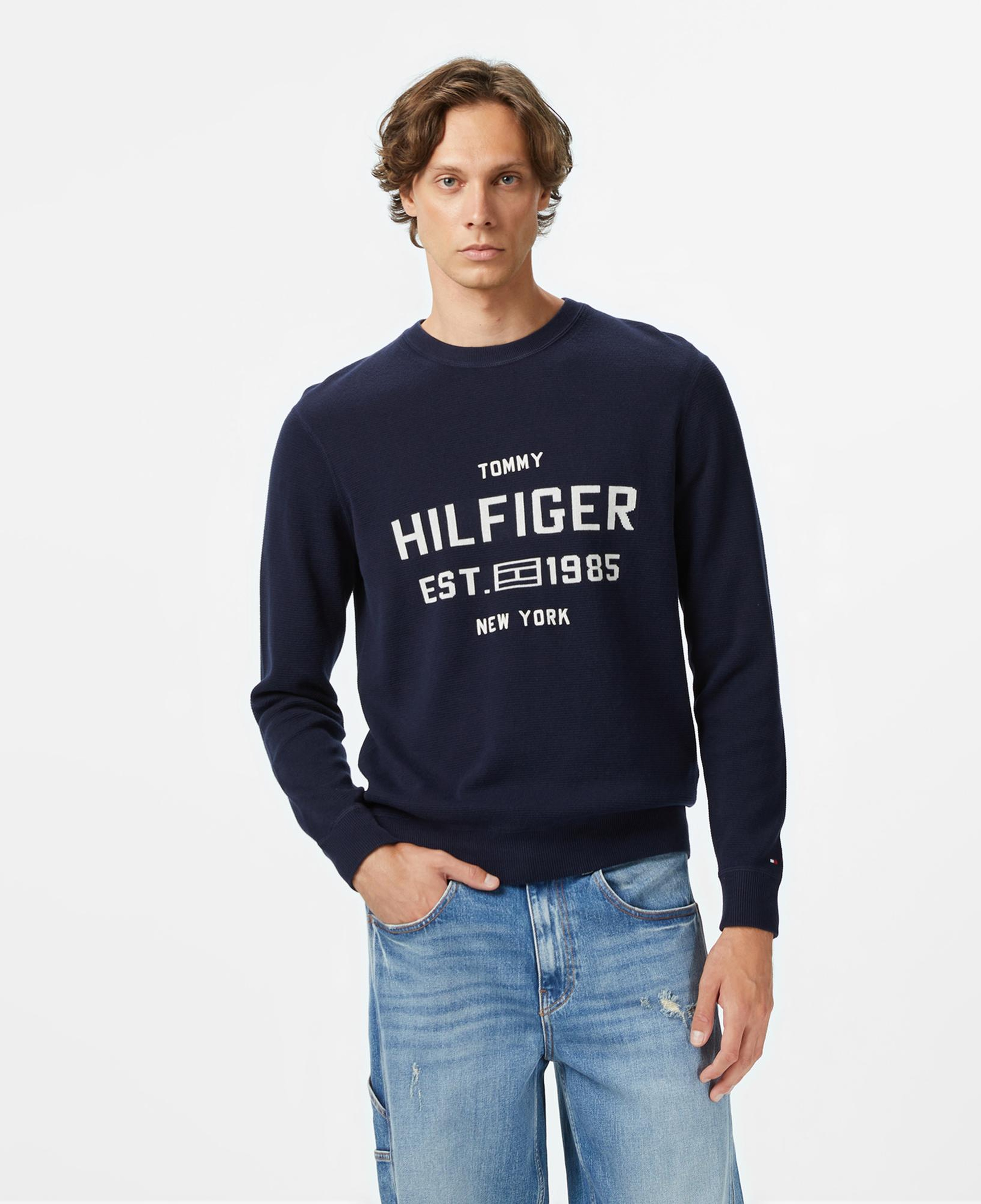 Tommy Hilfiger Athleisure Varsity Erkek Lacivert Kazak