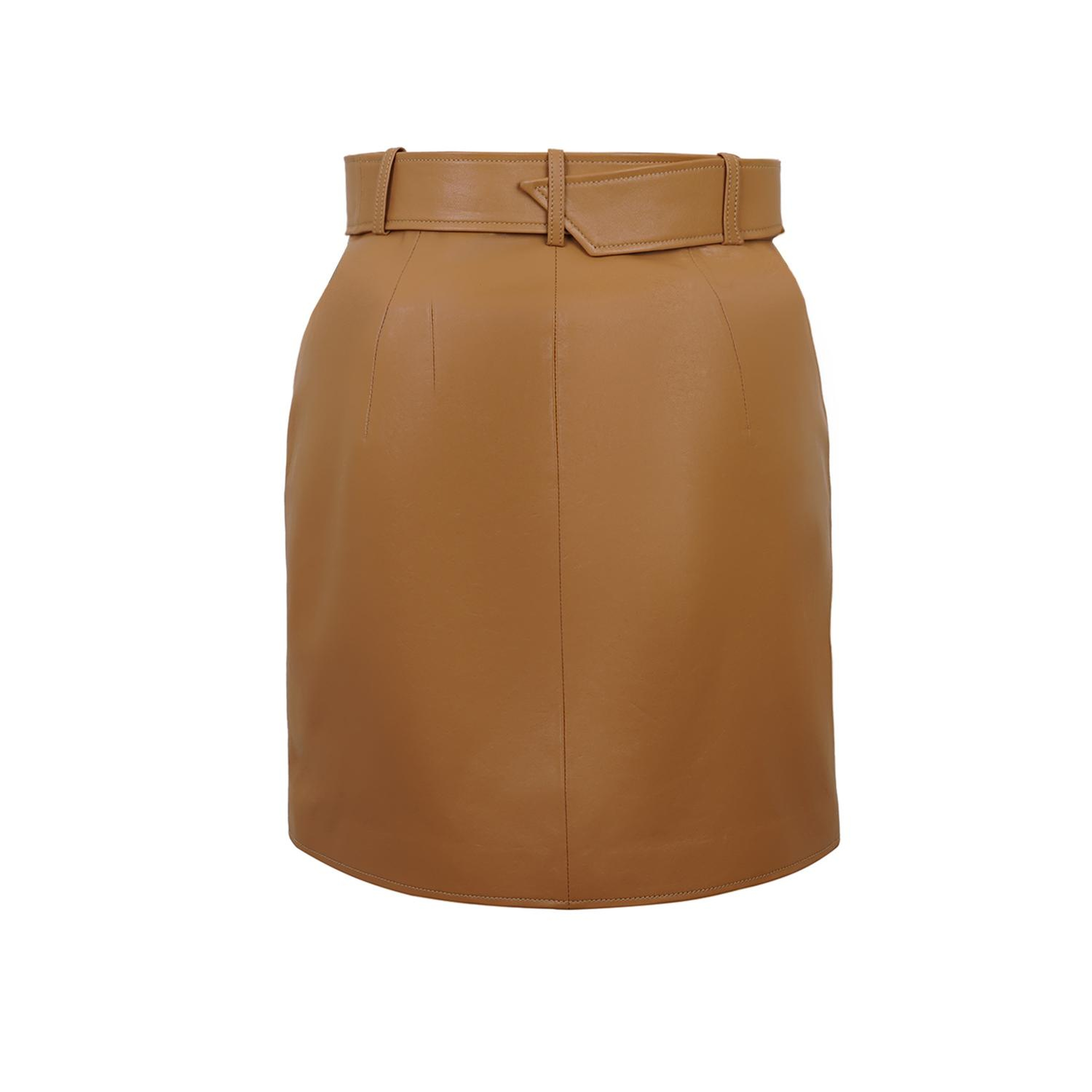 Abrienne Sarı Kadın Deri Etek