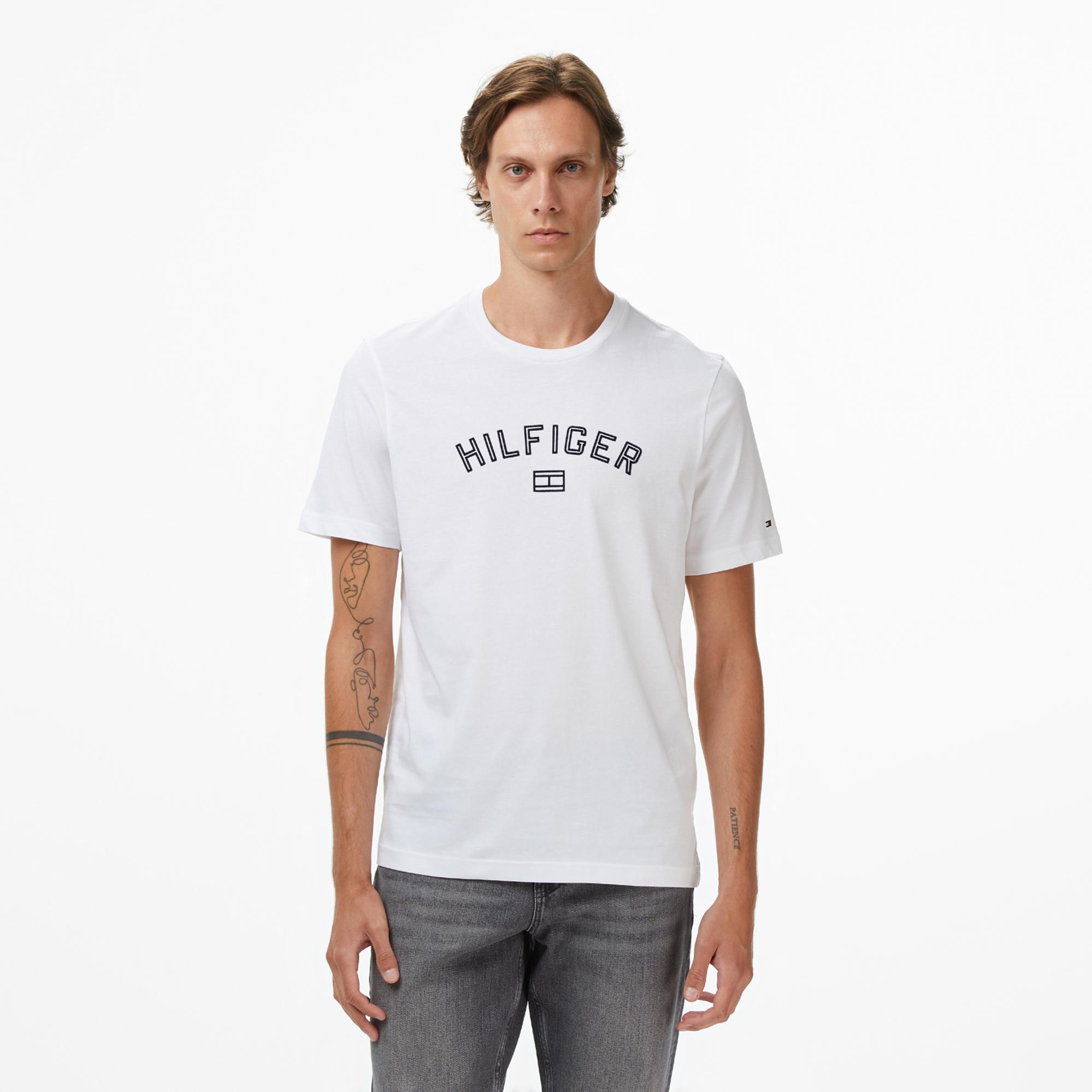 Tommy Hilfiger Flock Erkek Beyaz T-Shirt