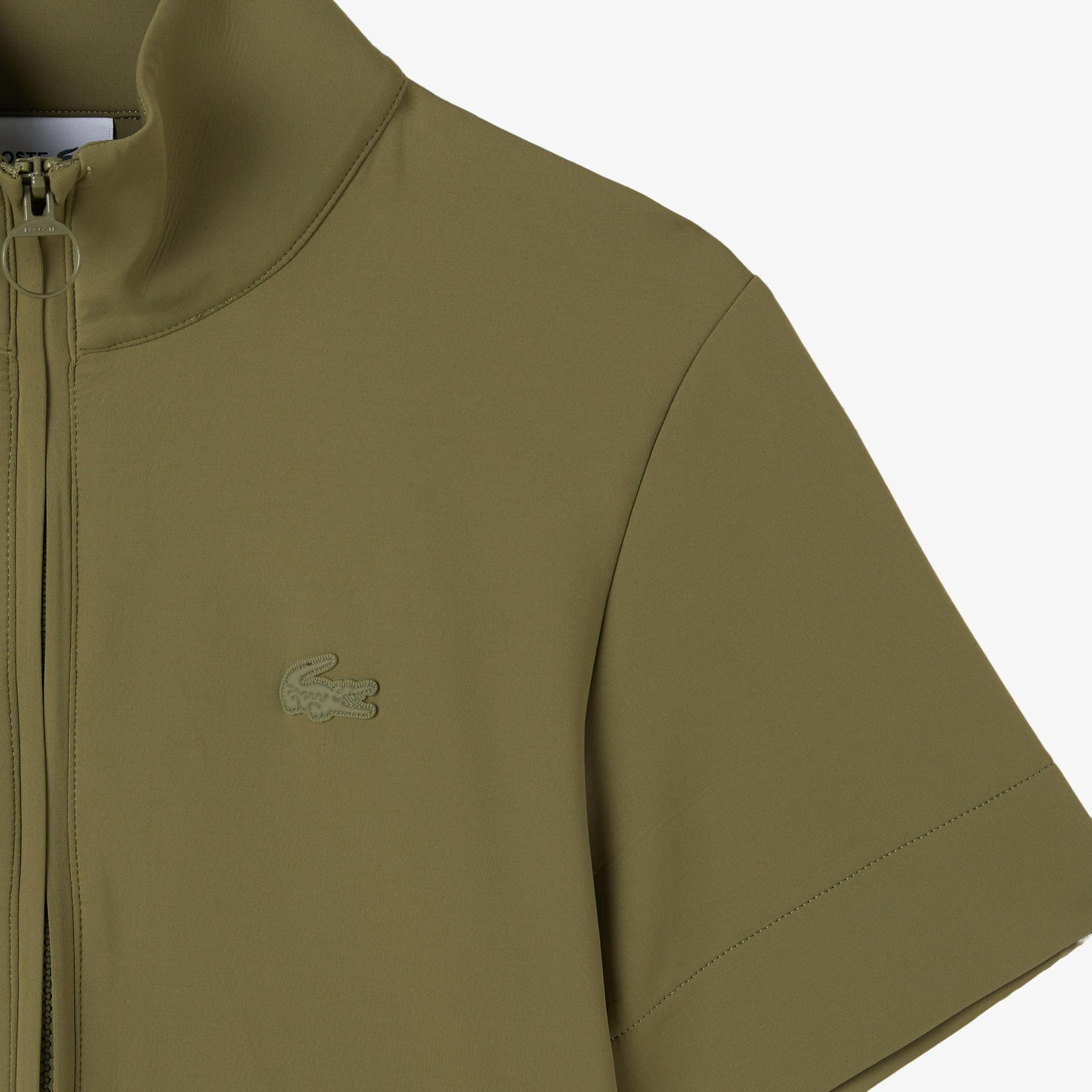 Lacoste Kadın Classic Fit Kısa Kollu Dik Yaka Haki Elbise