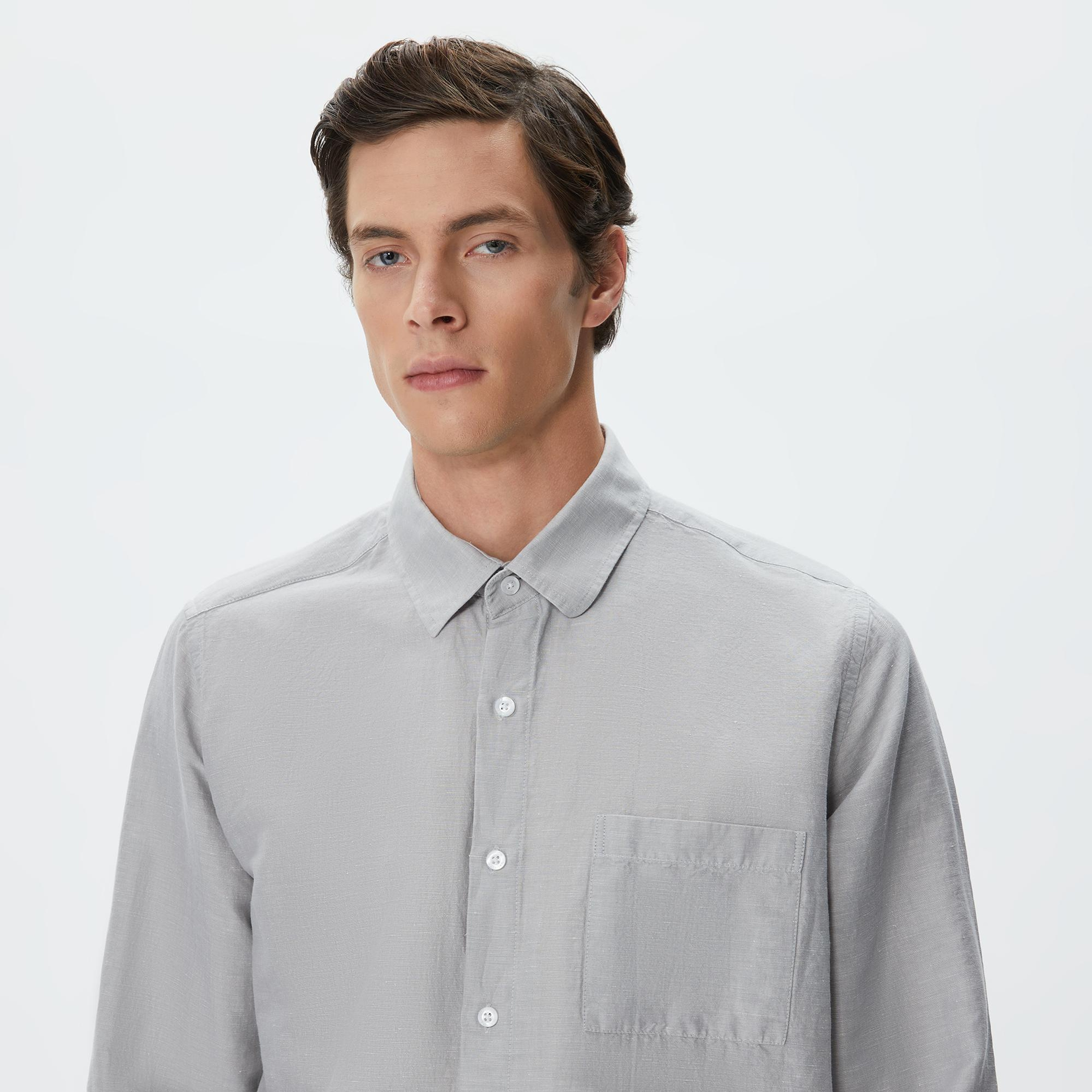 Nautica Erkek Gri Classic Fit Gömlek