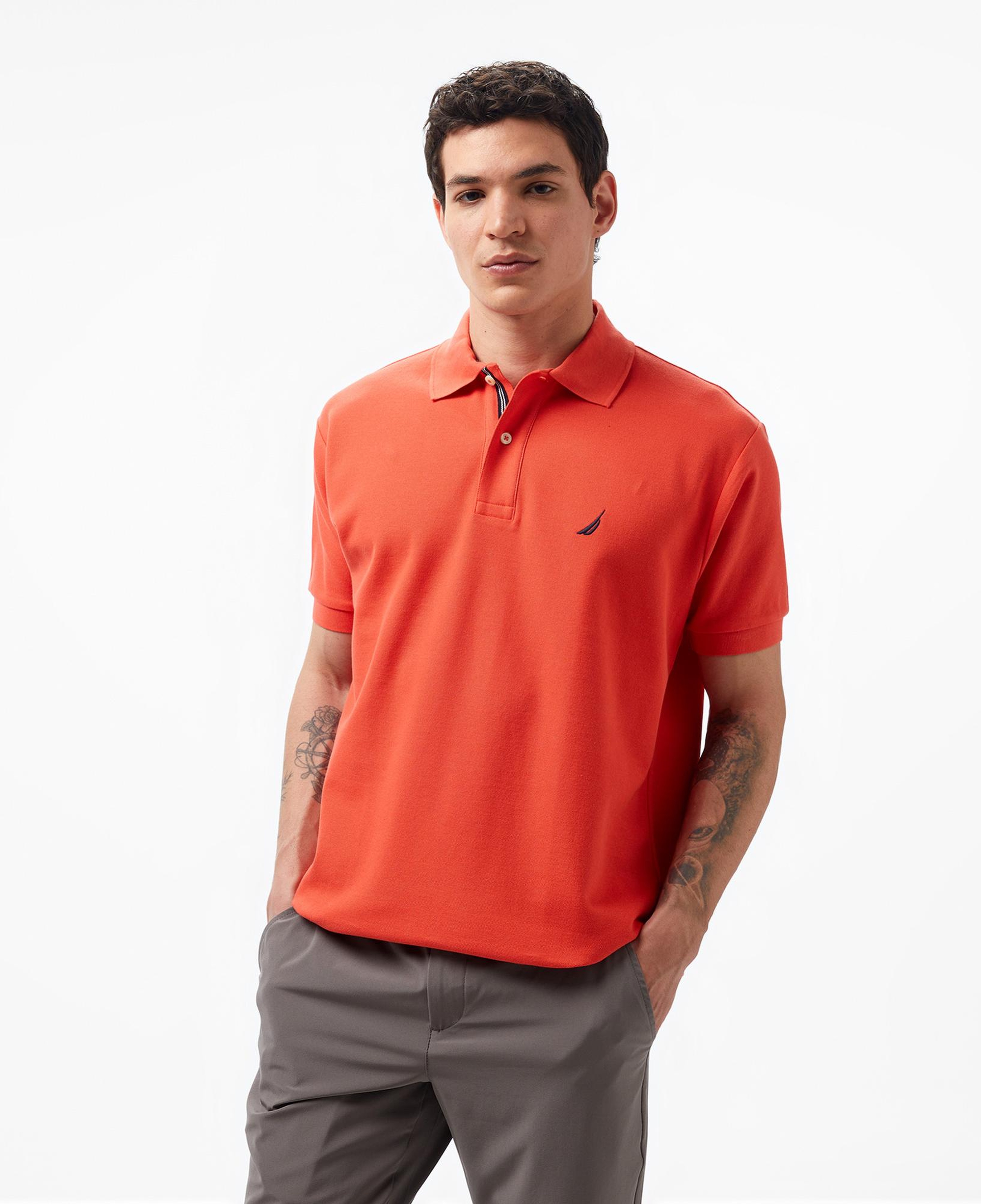 Nautica Erkek Turuncu Classic Fit Kısa Kollu Polo Yaka T-Shirt
