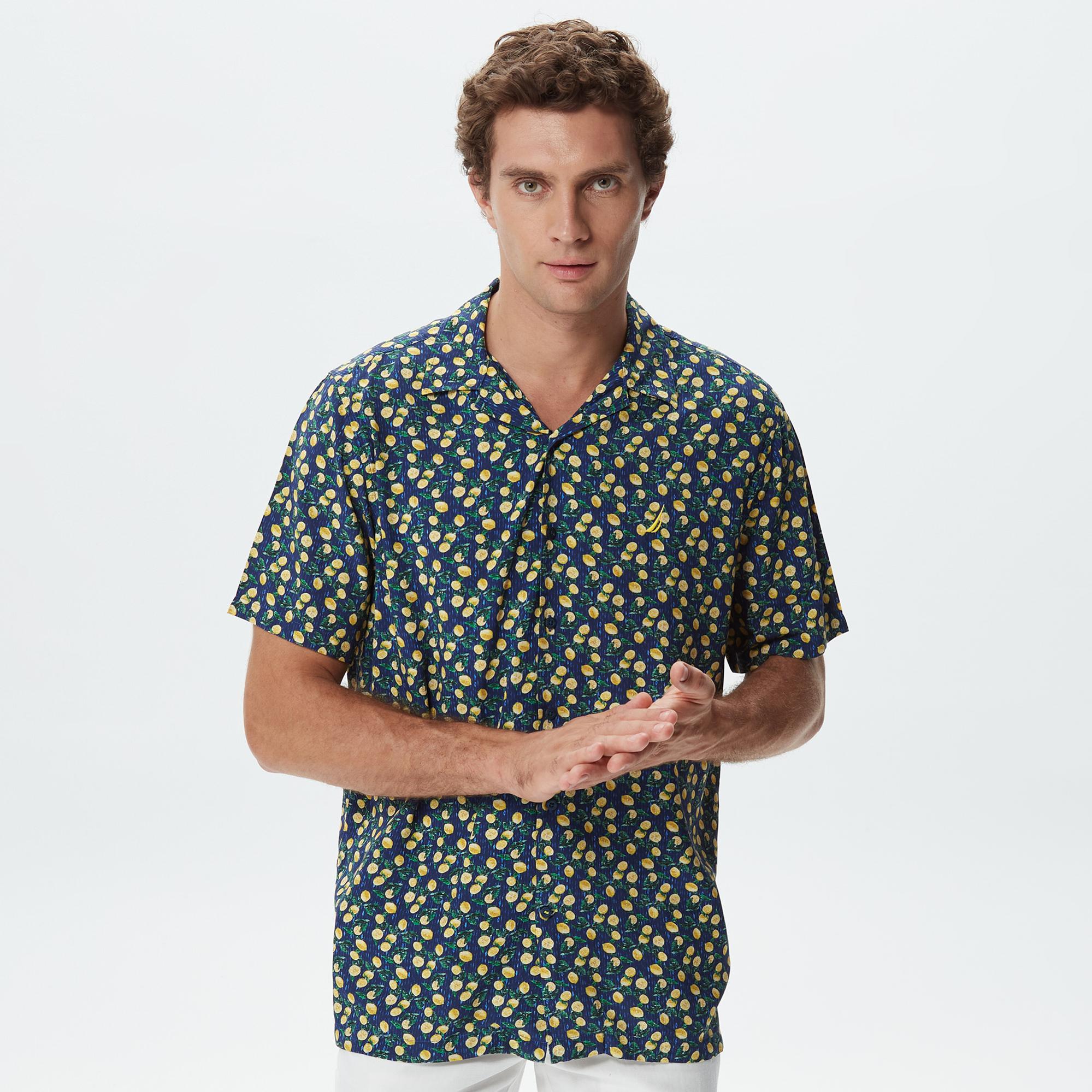 Nautica Erkek Lacivert Classic Fit Kısa Kollu Gömlek