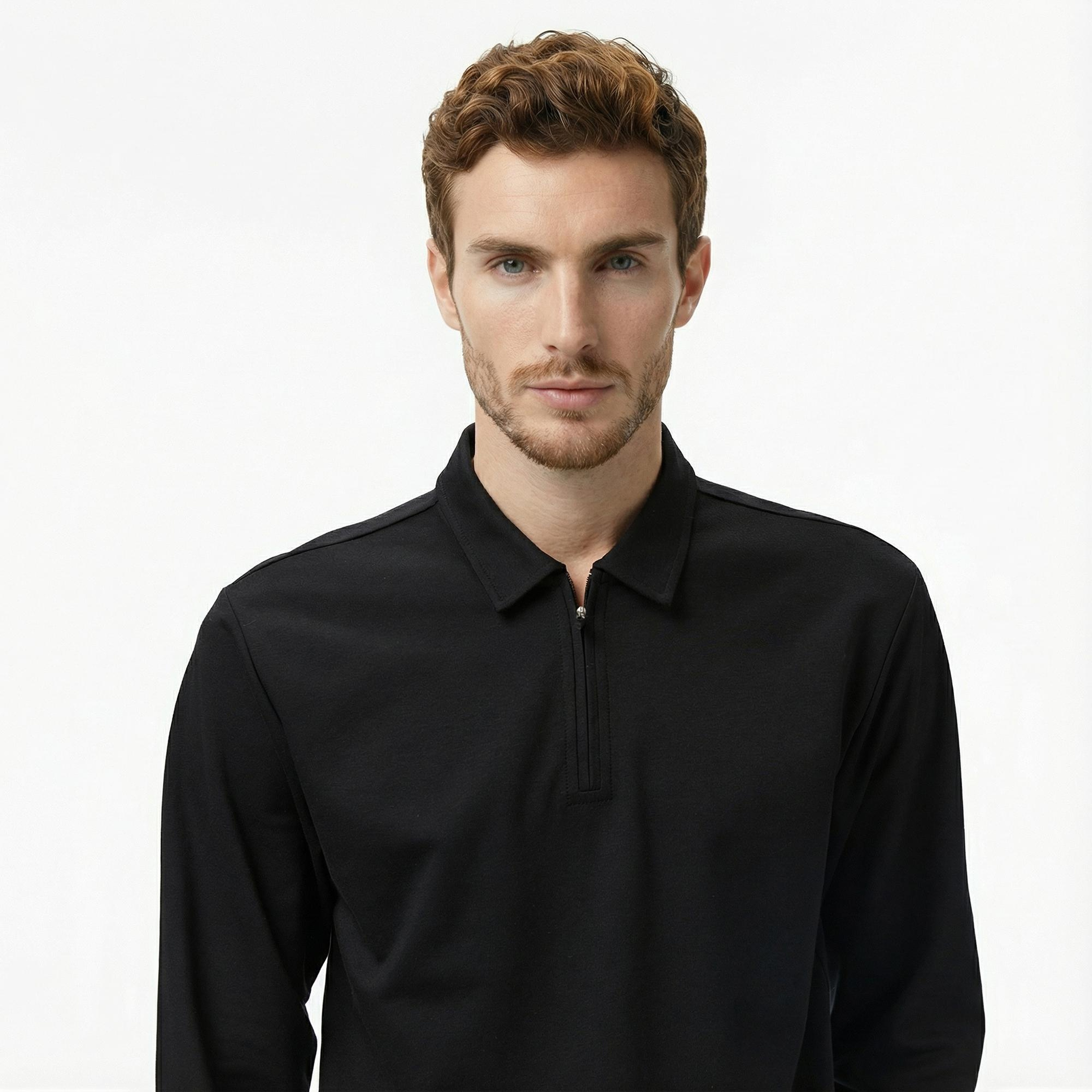 Nautica Erkek Siyah Classic Fit Uzun Kollu Polo Yaka T-Shirt