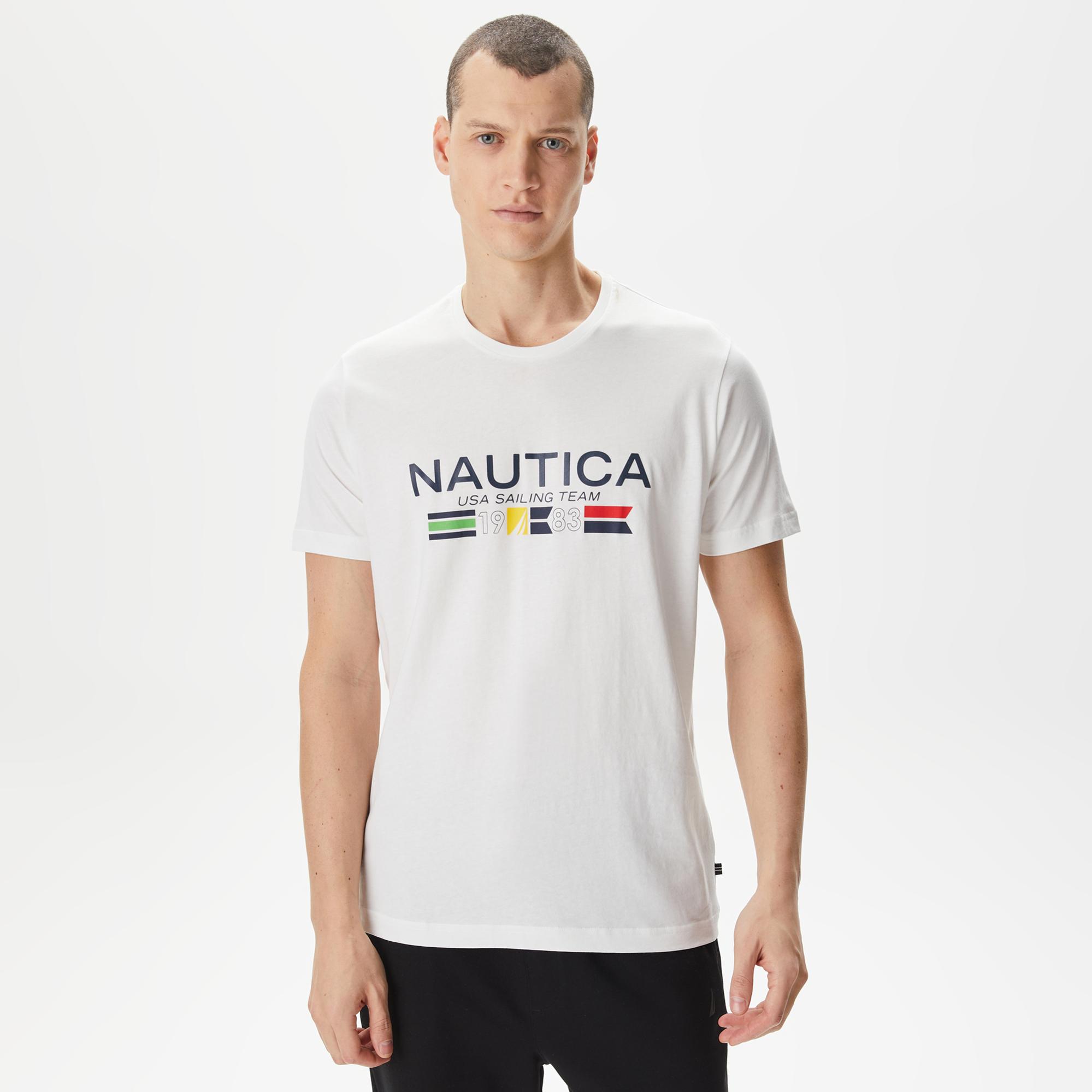 Nautica Erkek Beyaz Standart Fit T-Shirt