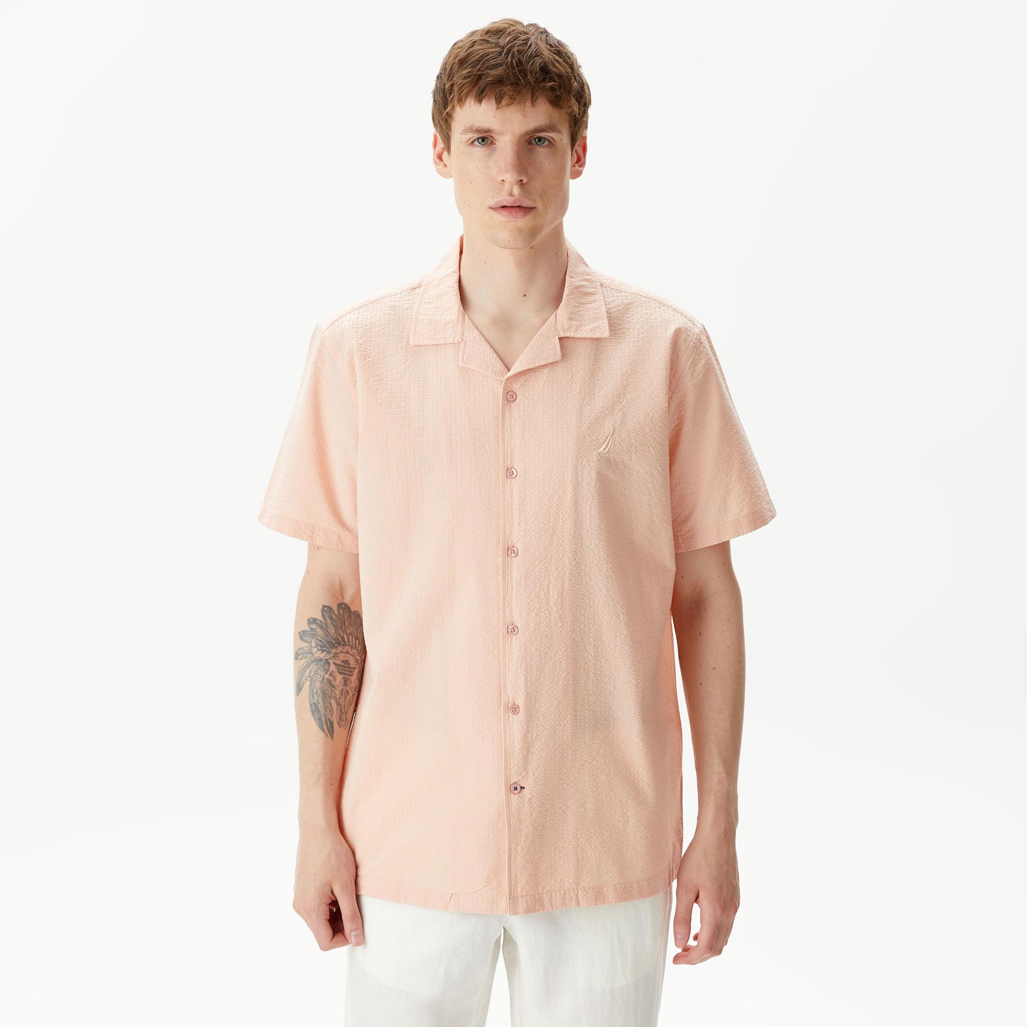 Nautica Erkek Turuncu Classic Fit Kısa Kollu Gömlek