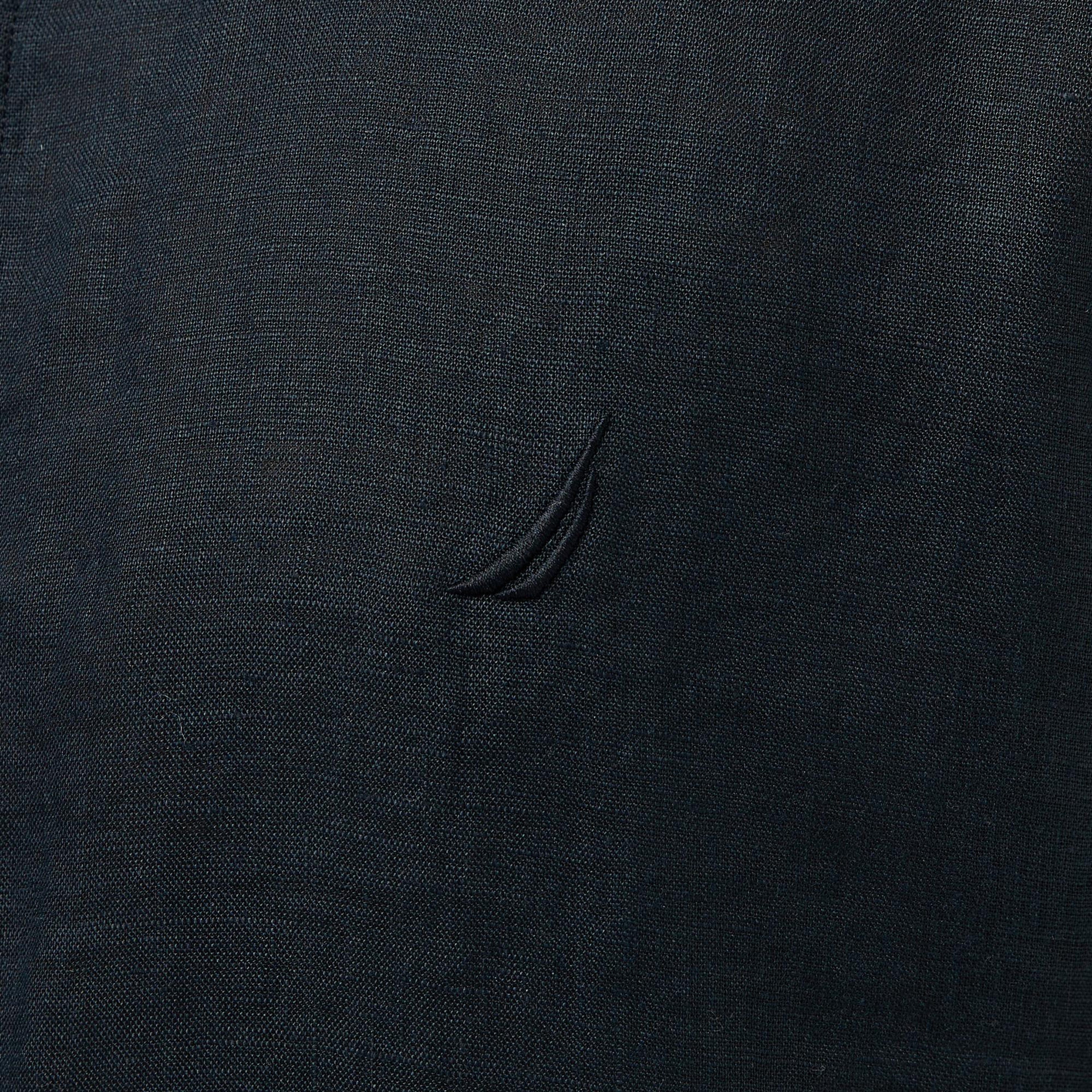 Nautica Erkek Siyah Classic Fit Keten Gömlek