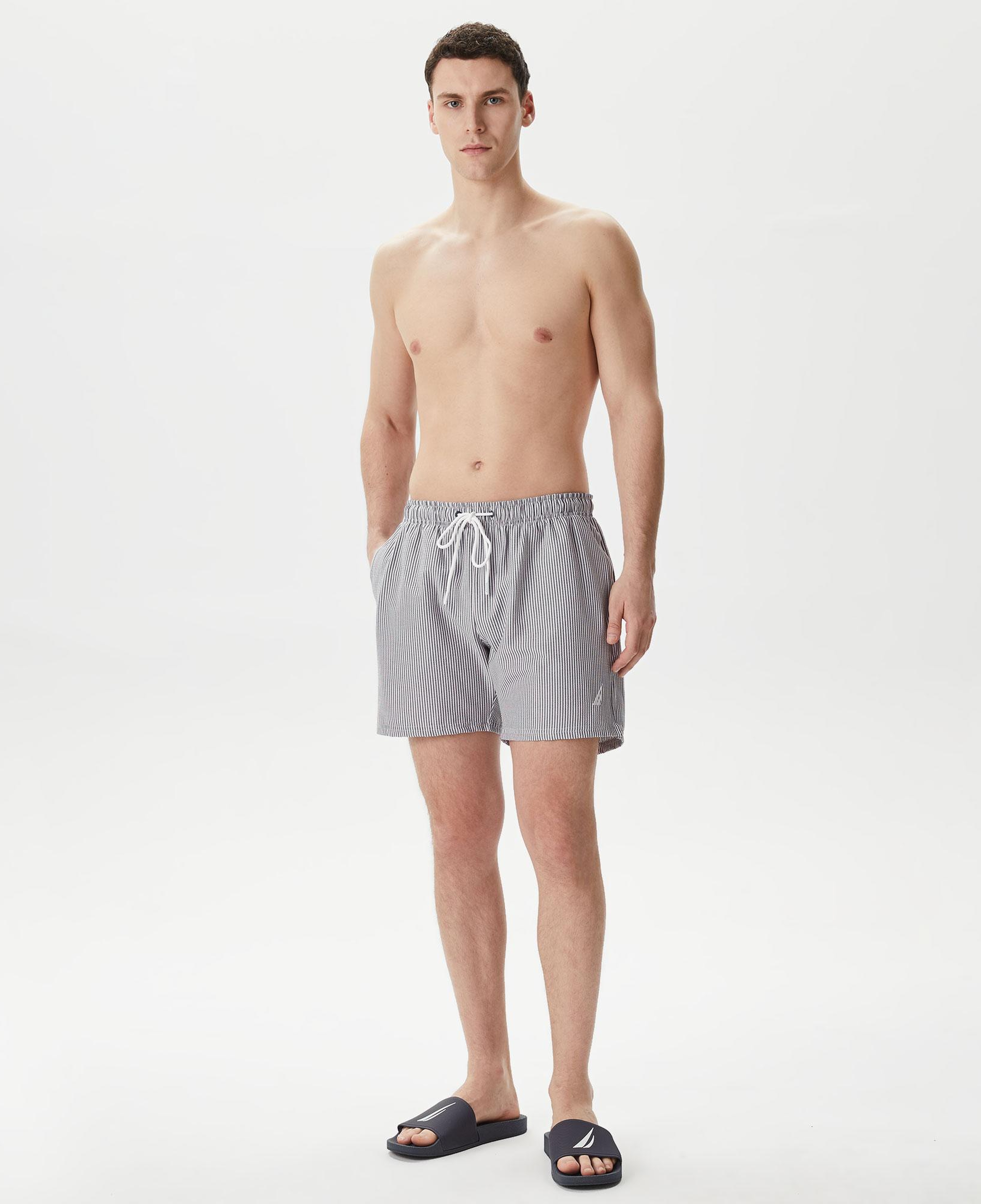 Nautica Erkek Lacivert Regular Fit Çizgili Deniz Şortu