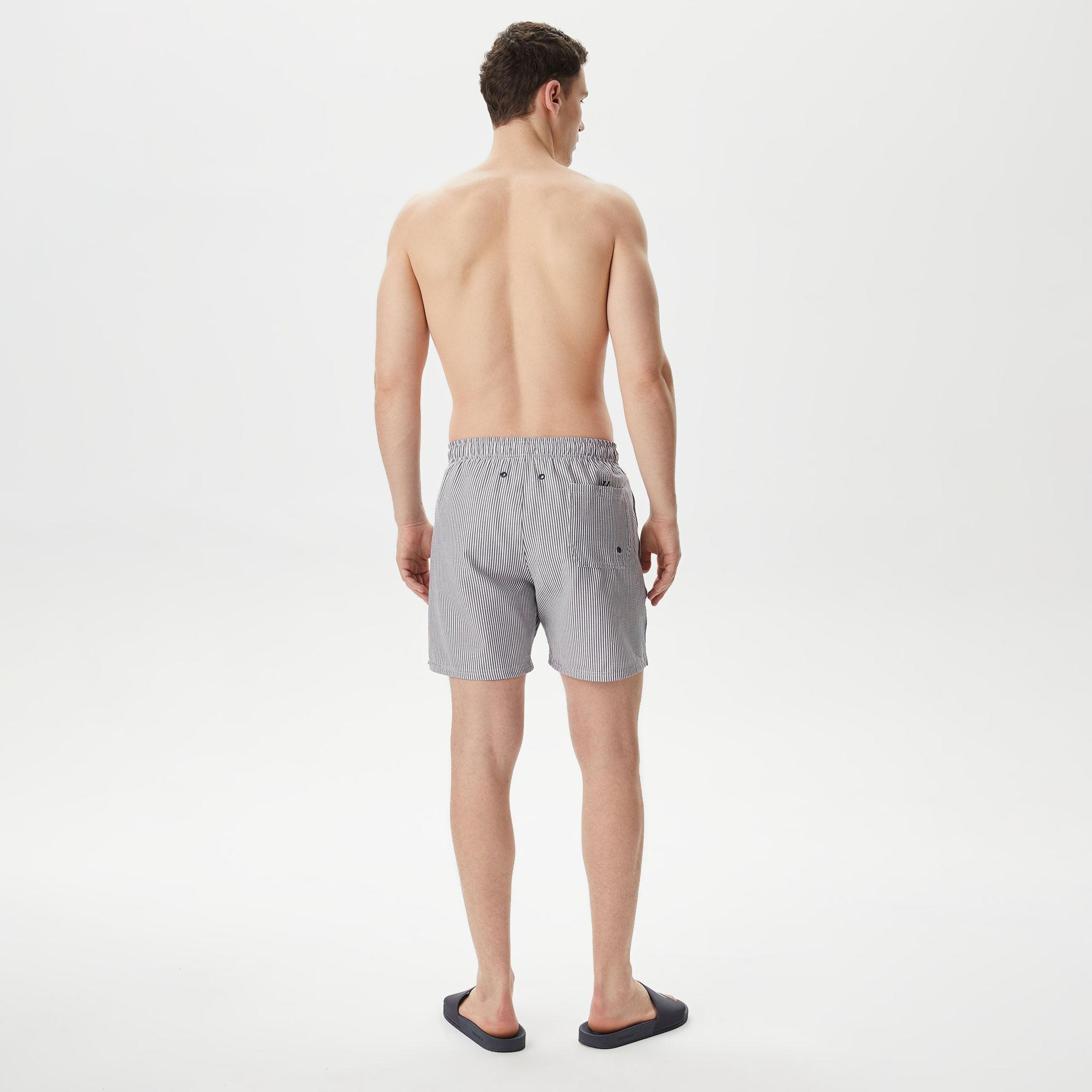 Nautica Erkek Lacivert Regular Fit Çizgili Deniz Şortu