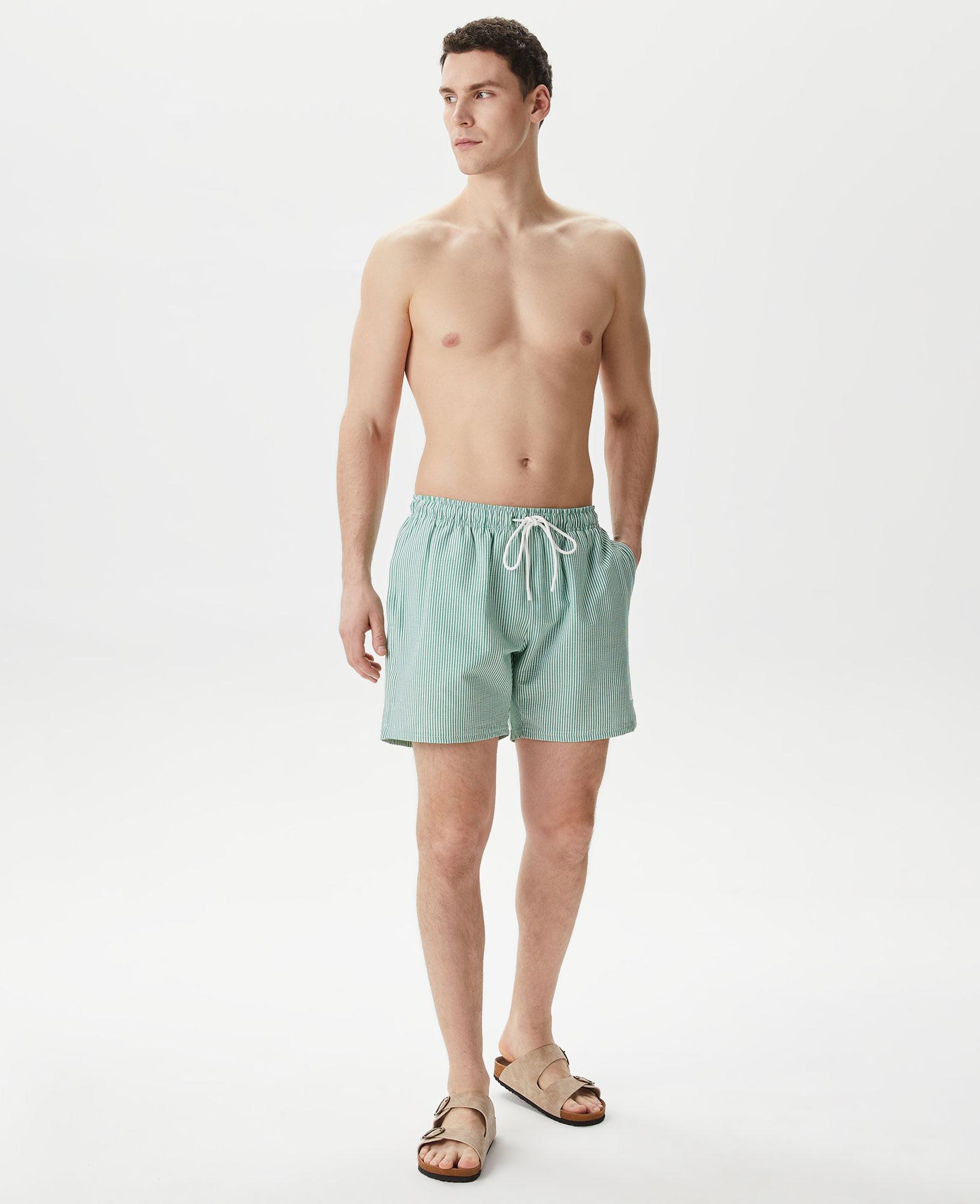 Nautica Erkek Yeşil Regular Fit Çizgili Deniz Şortu