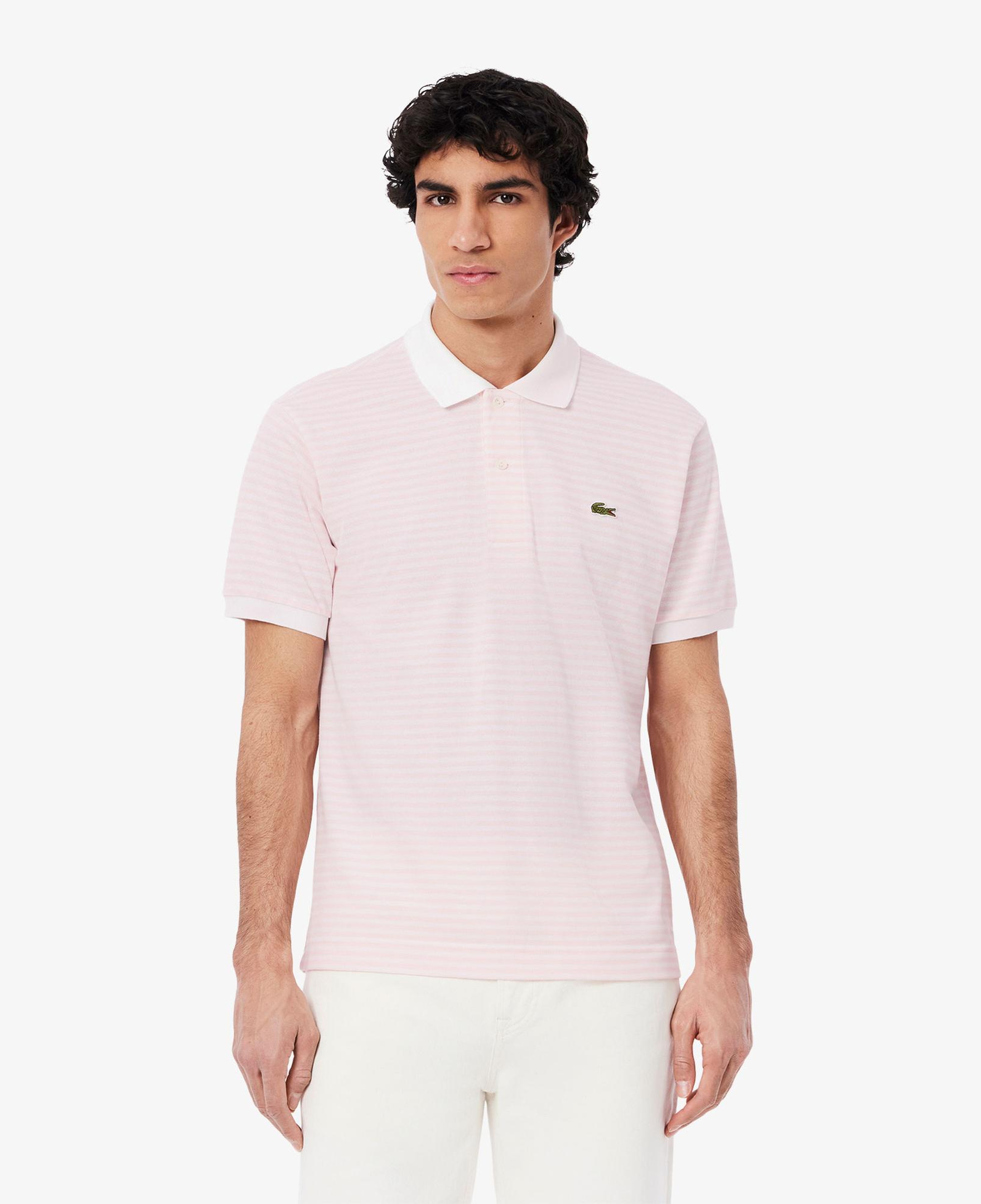 Lacoste L.12.12 Erkek Classic Fit Çizgili Pembe Polo