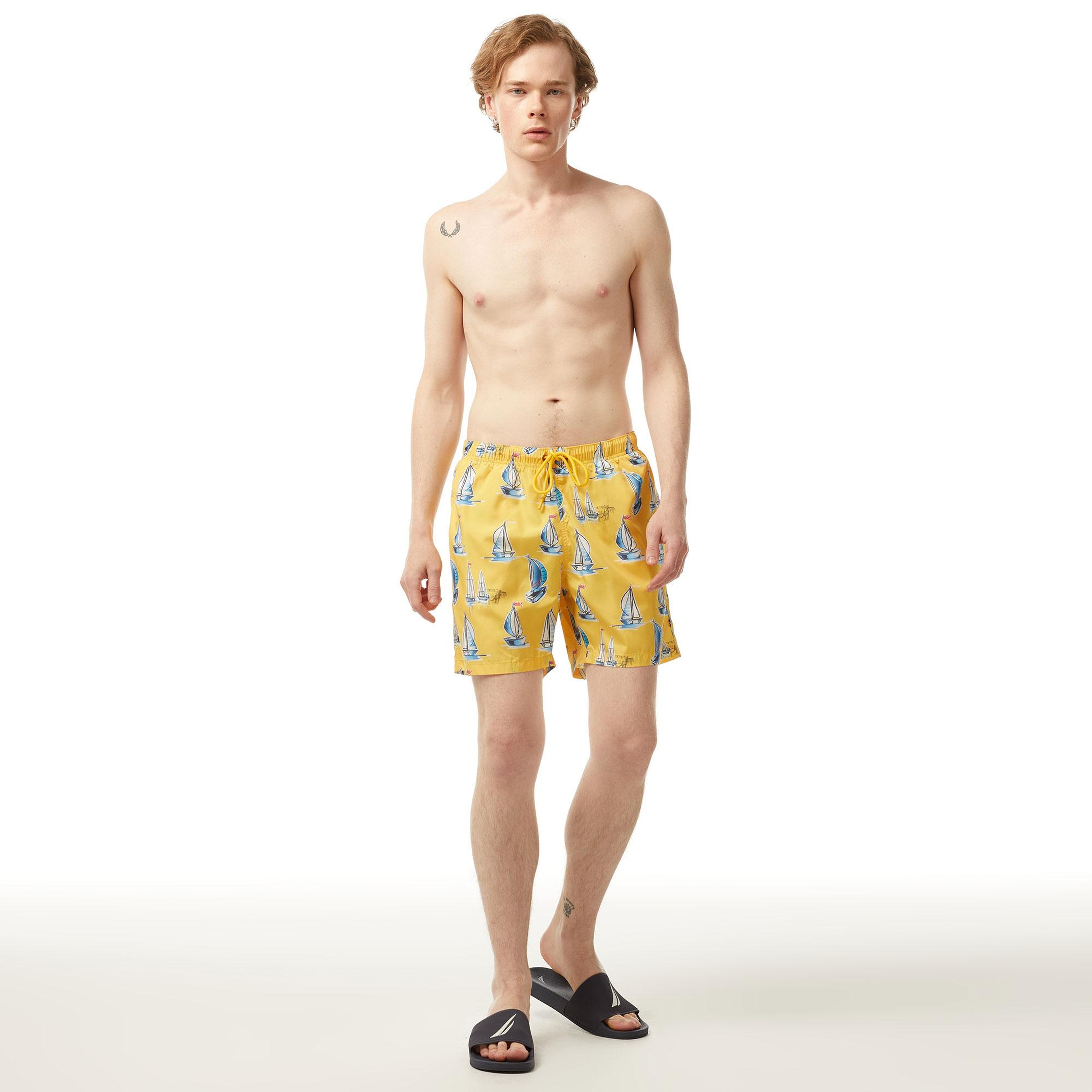 Nautica Erkek Sarı Standart Fit Deniz Şortu