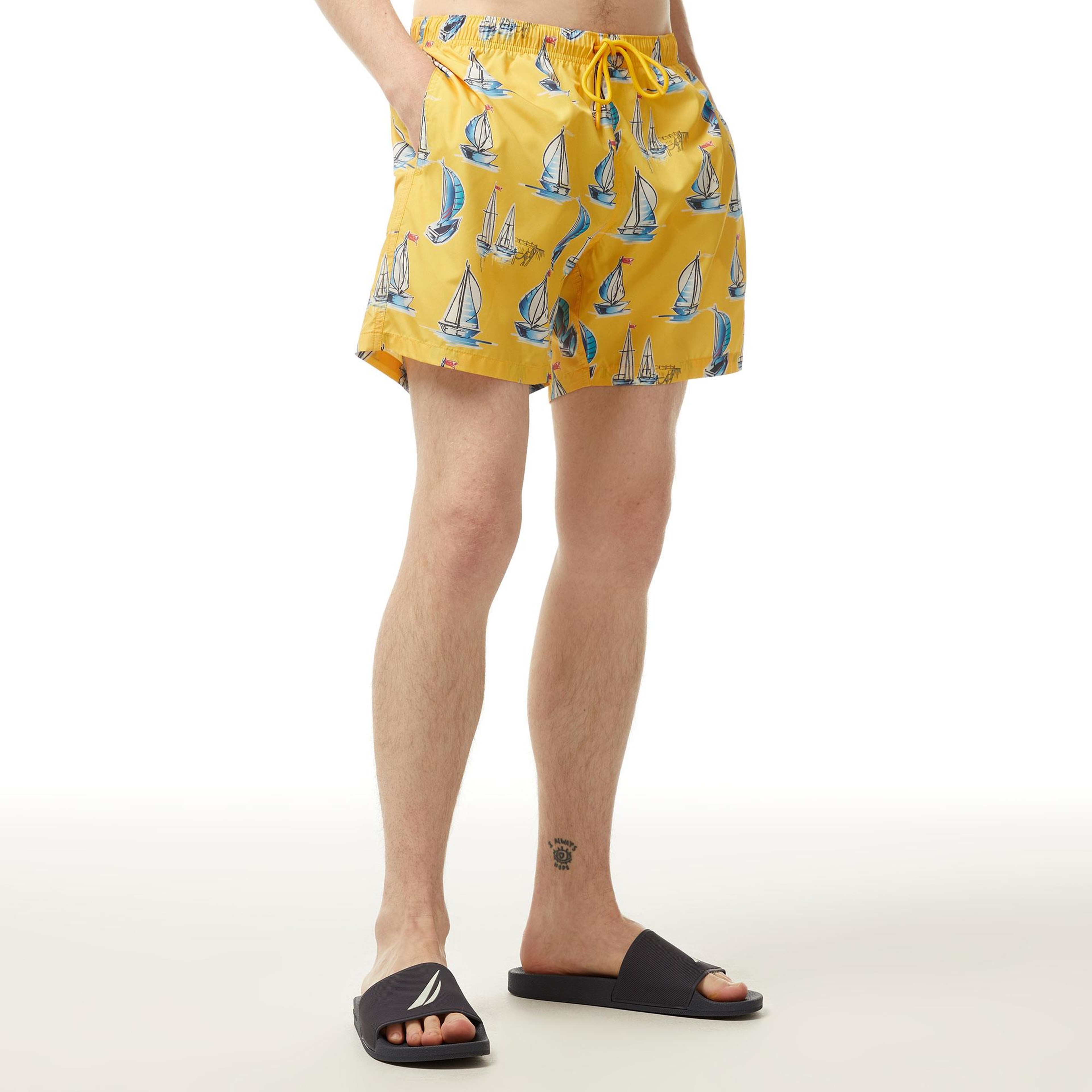 Nautica Erkek Sarı Standart Fit Deniz Şortu