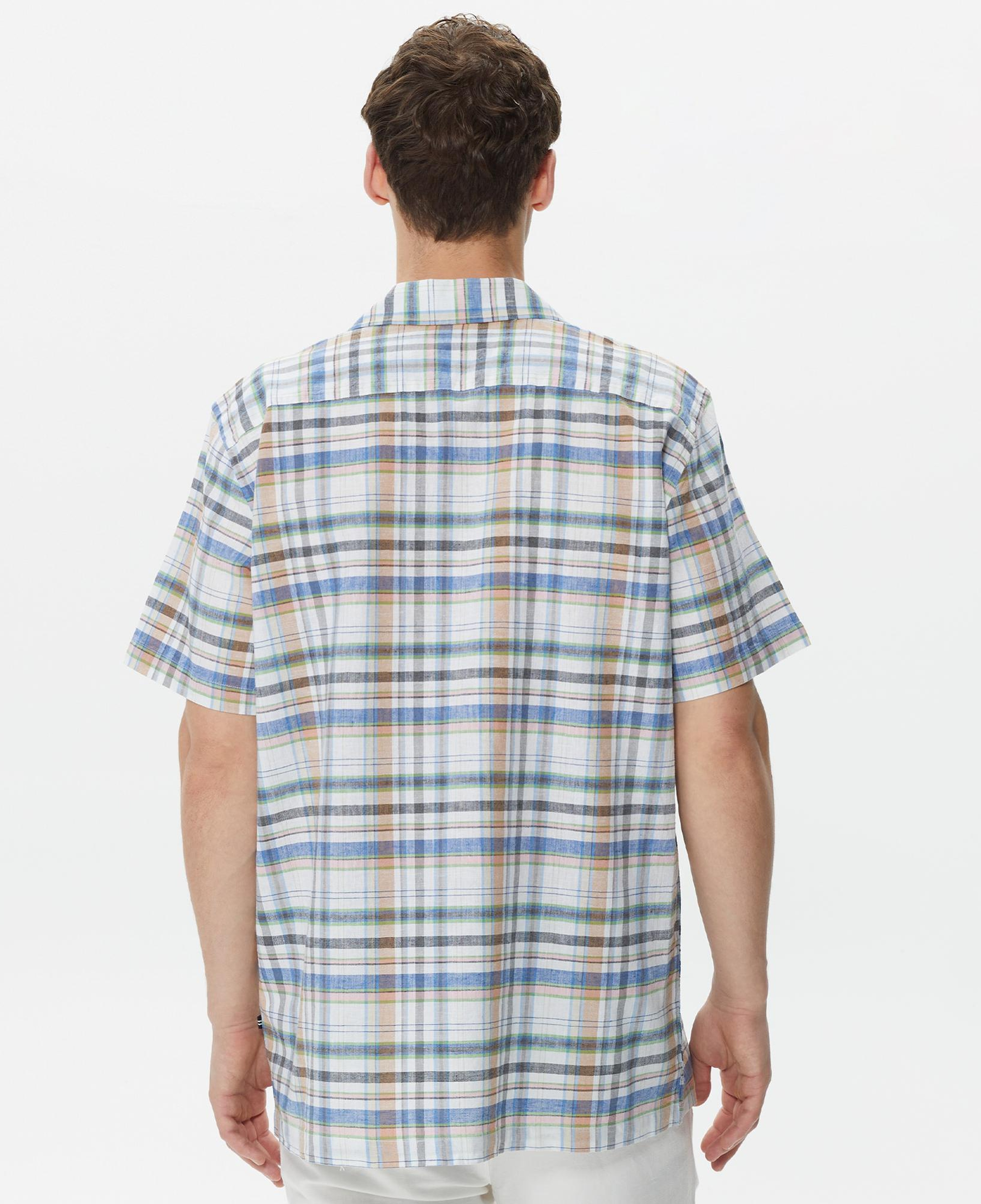 Nautica Erkek Krem Rengi Classic Fit Kısa Kollu Keten Gömlek