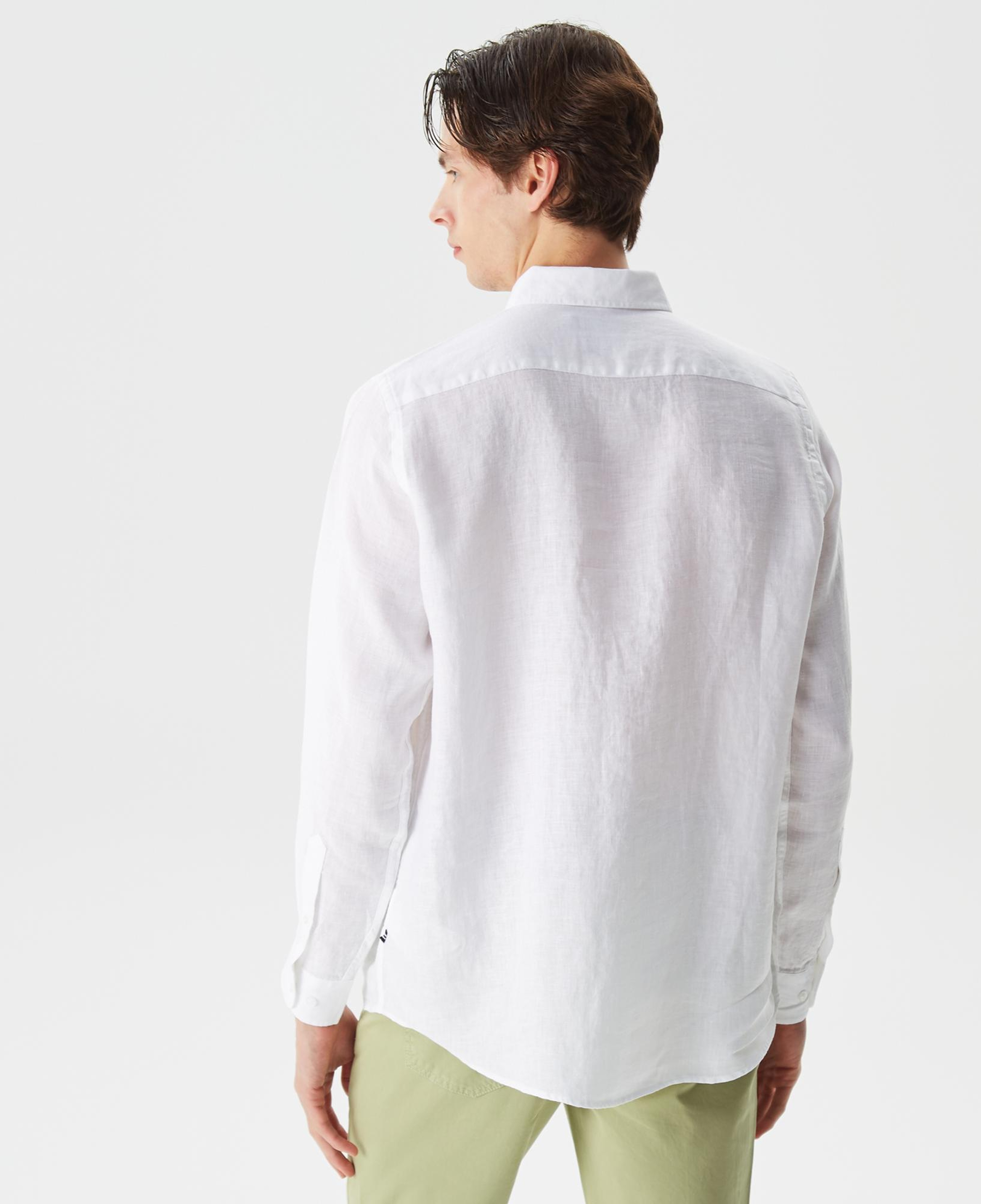 Nautica Erkek Beyaz Classic Fit Uzun Kollu Keten Gömlek