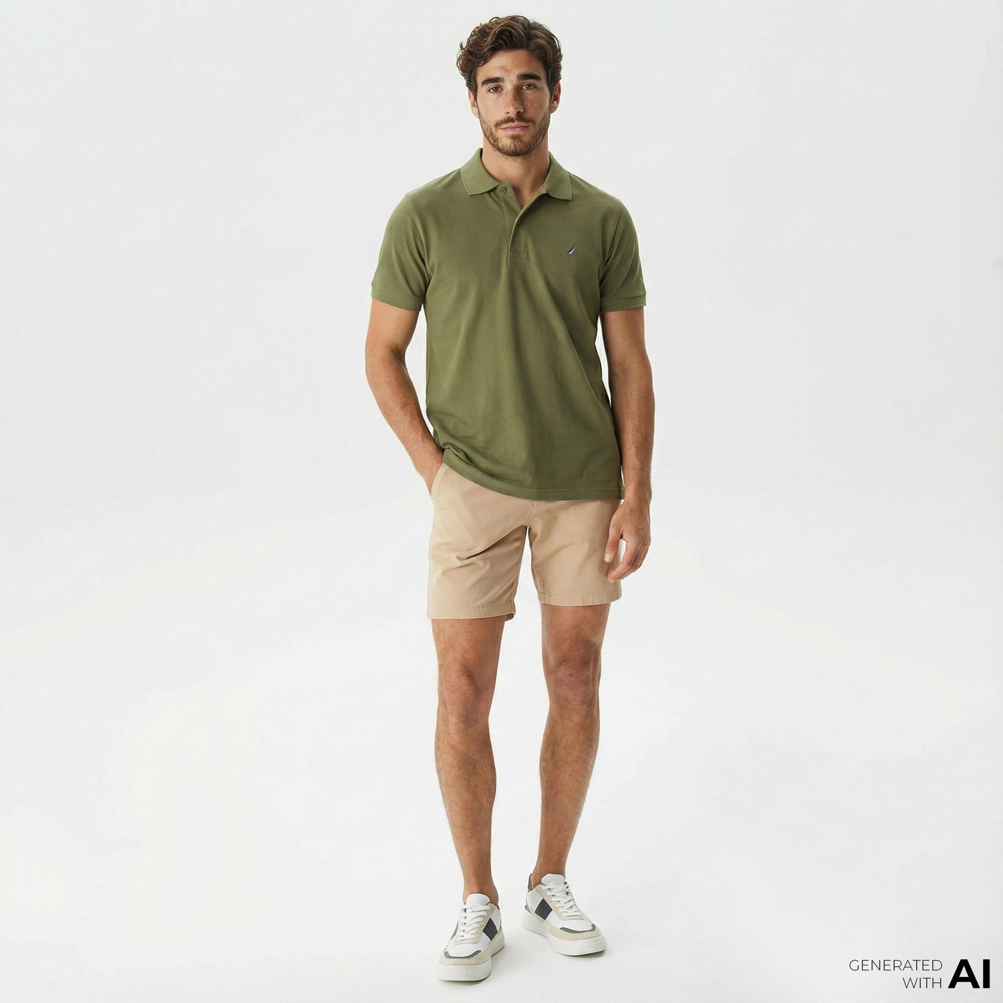 Nautica Erkek Bej Slim Fit Bermuda Şort