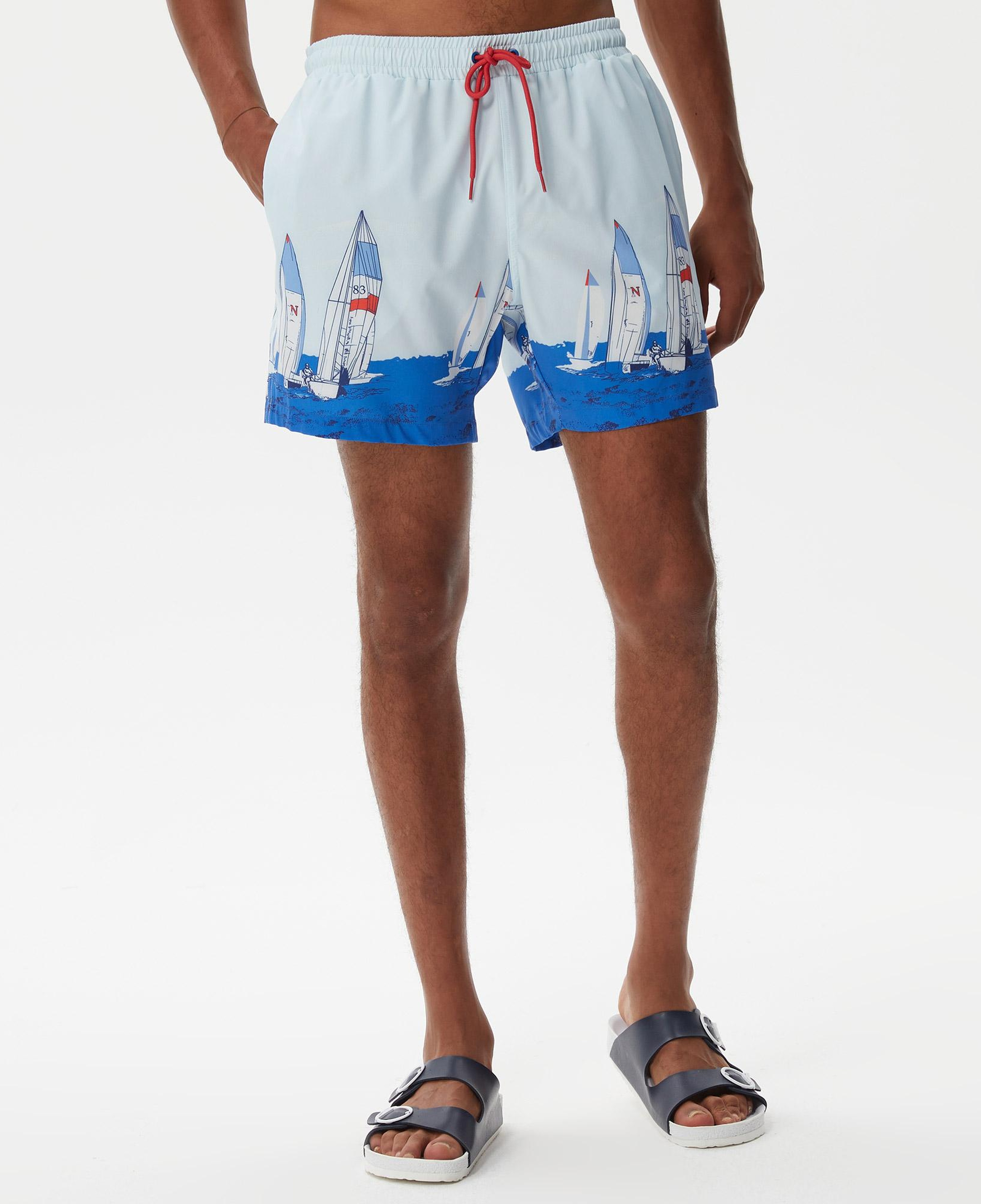 Nautica Erkek Mavi Baskılı Deniz Şortu