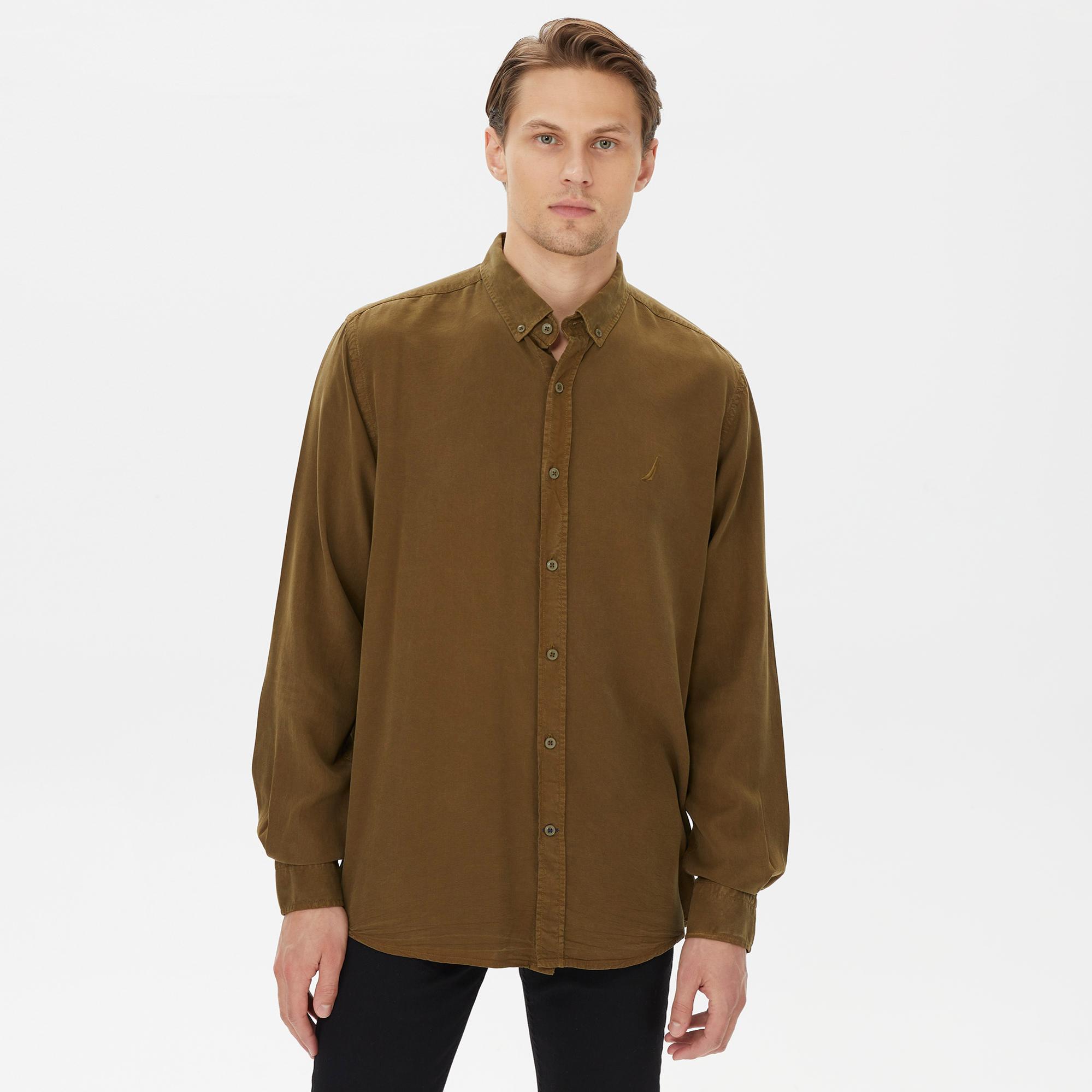 Nautica Erkek Kahverengi Classic Fit Gömlek