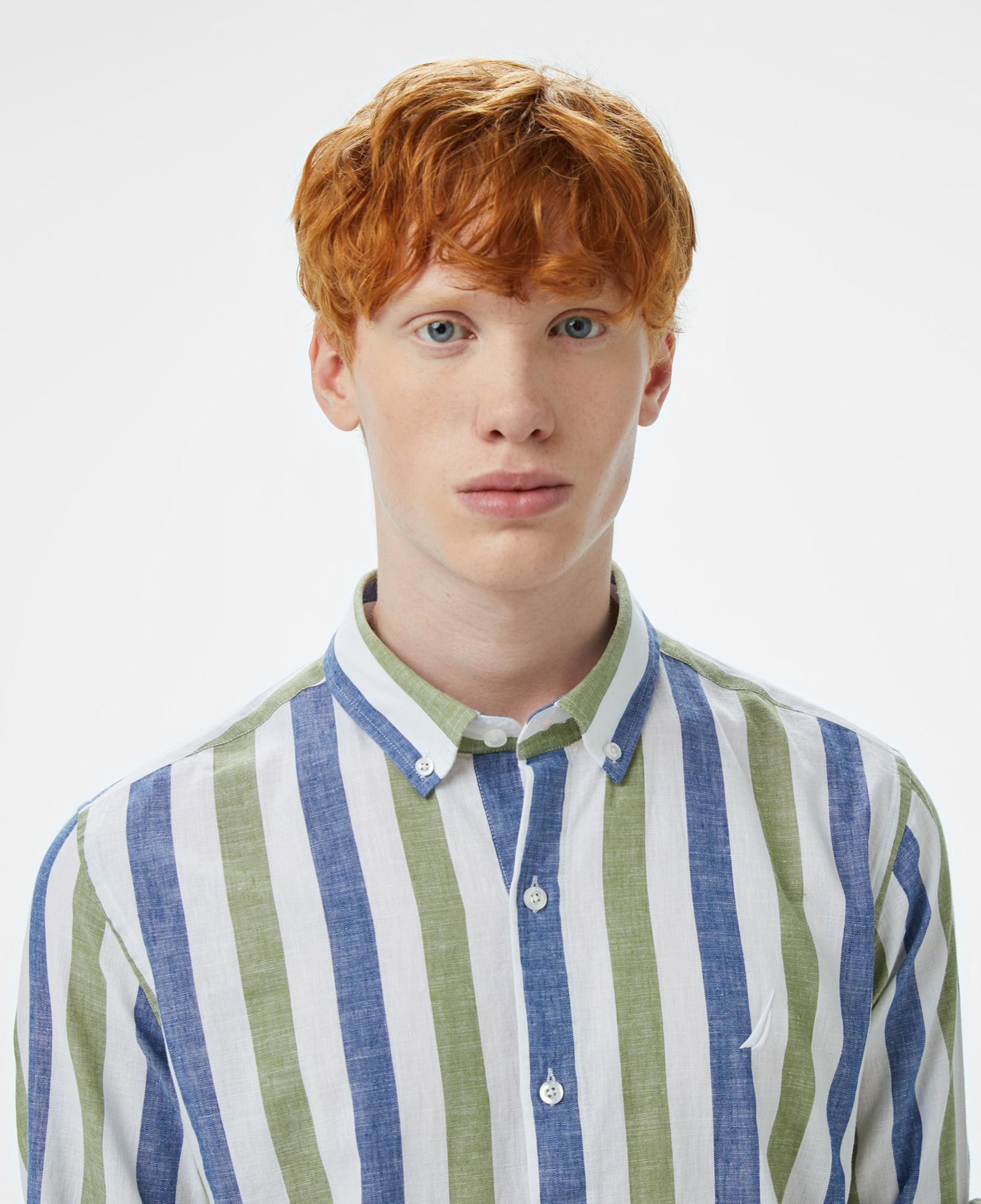 Nautica Erkek Yeşil Classic Fit Çizgili Gömlek