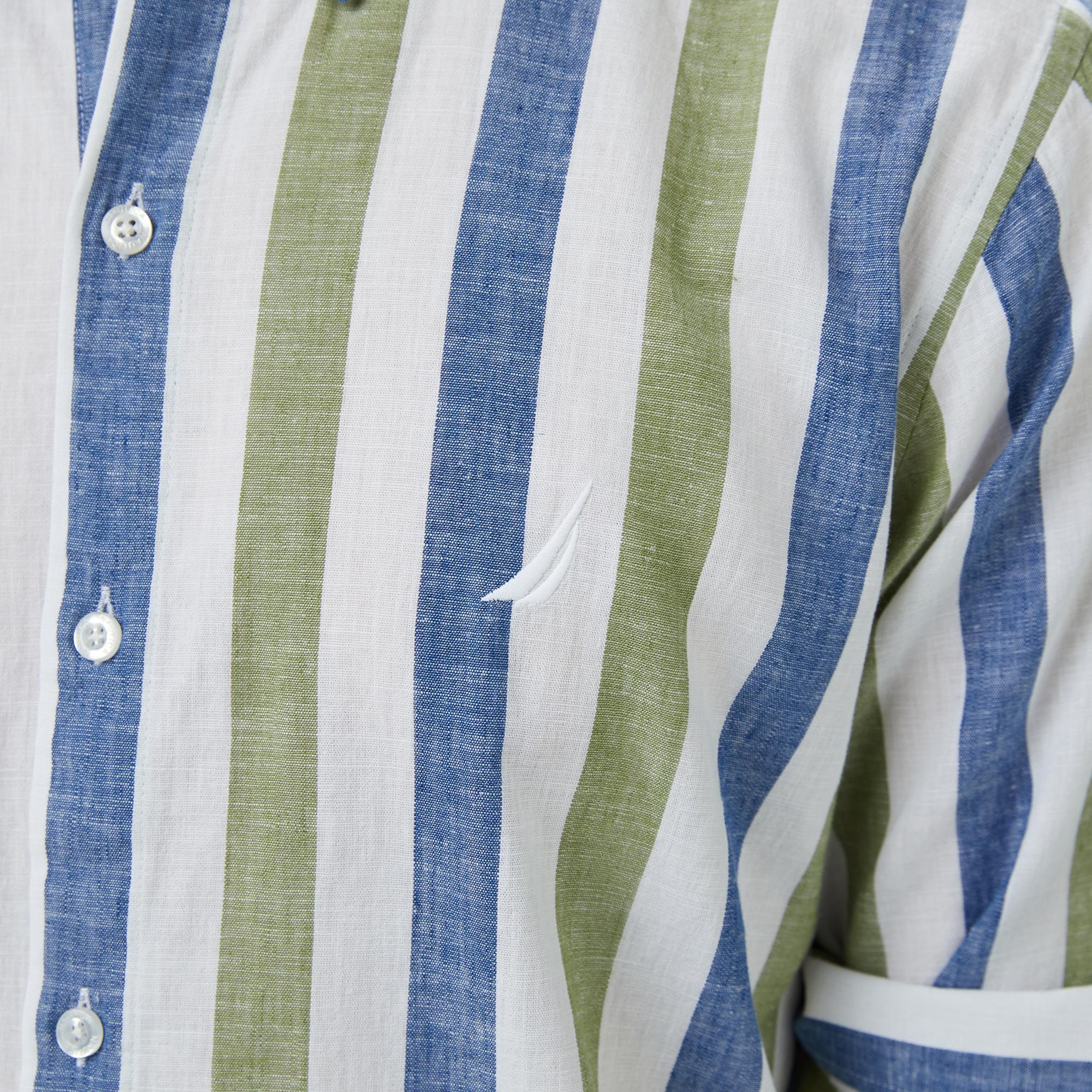 Nautica Erkek Yeşil Classic Fit Çizgili Gömlek