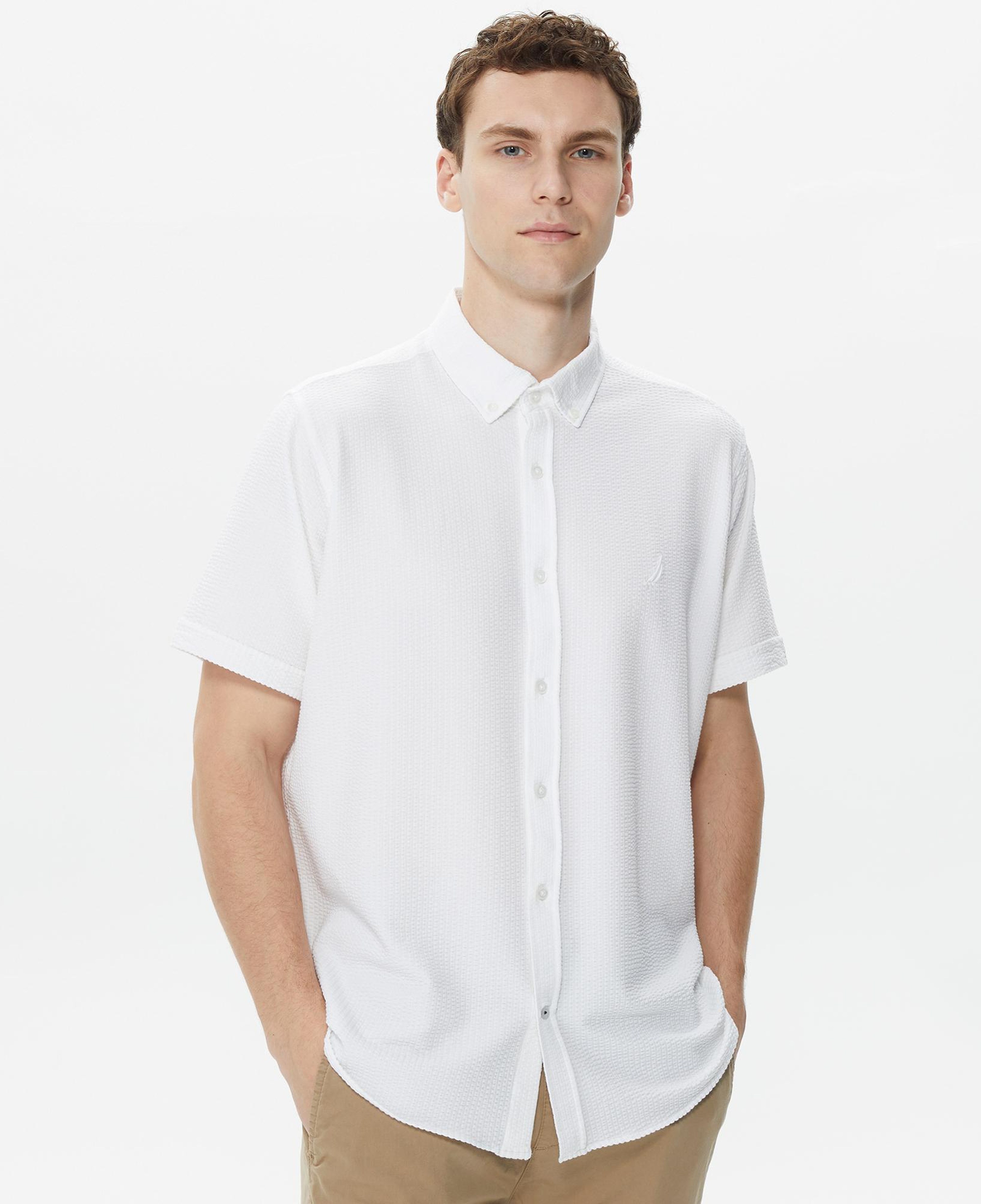 Nautica Erkek Beyaz Classic Fit Kısa Kollu Gömlek