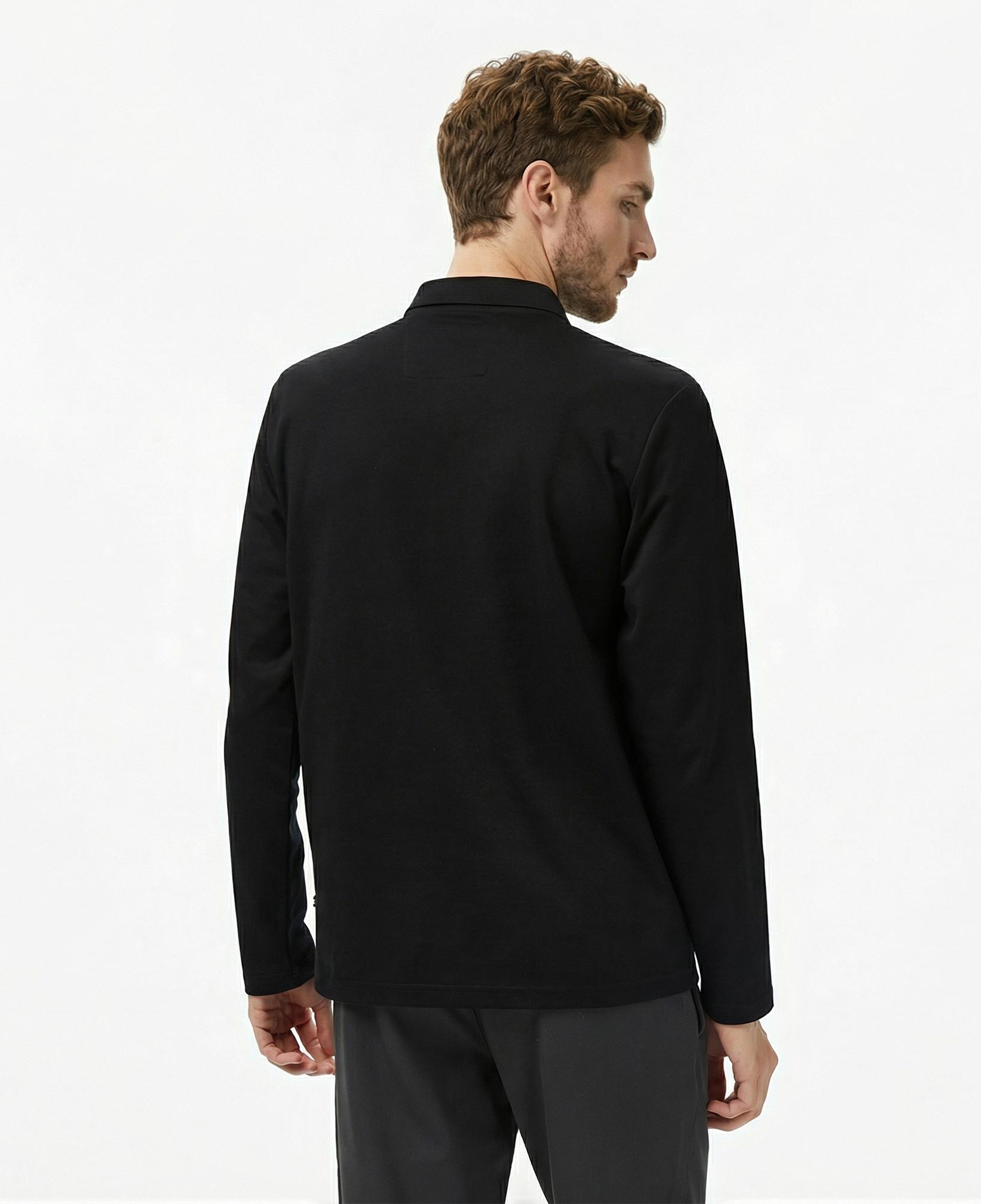 Nautica Erkek Siyah Classic Fit Uzun Kollu Polo Yaka T-Shirt