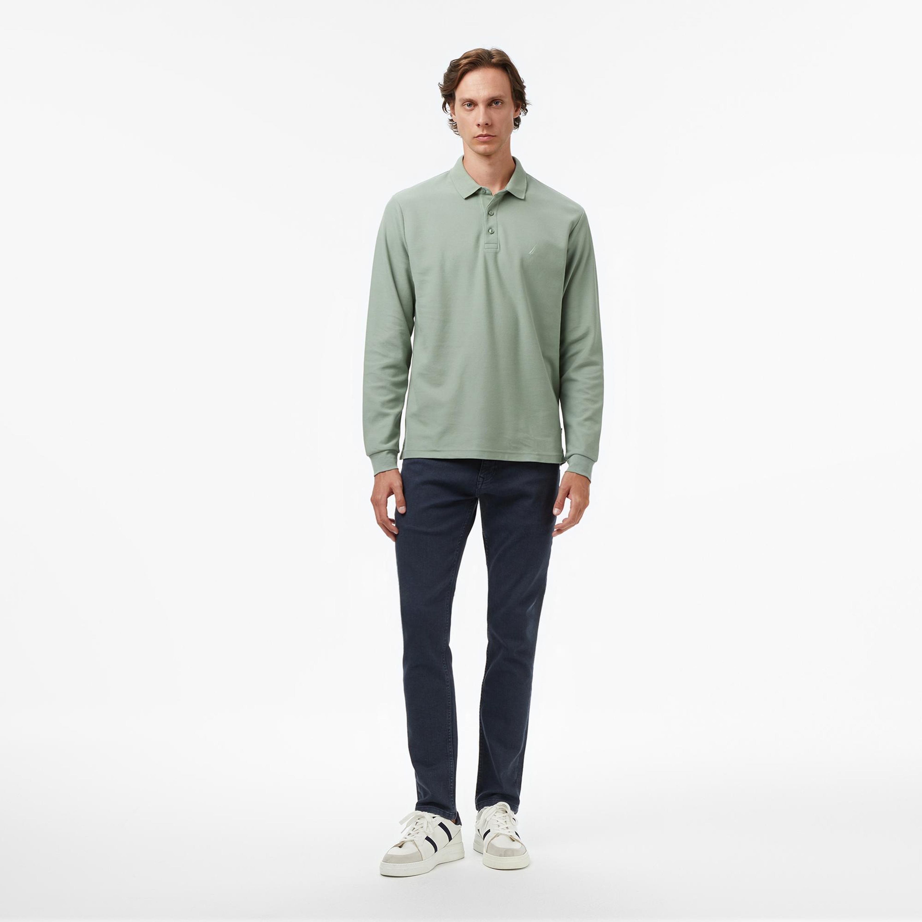 Nautica Erkek Yeşil Classic Fit Uzun Kollu Polo Yaka T-Shirt