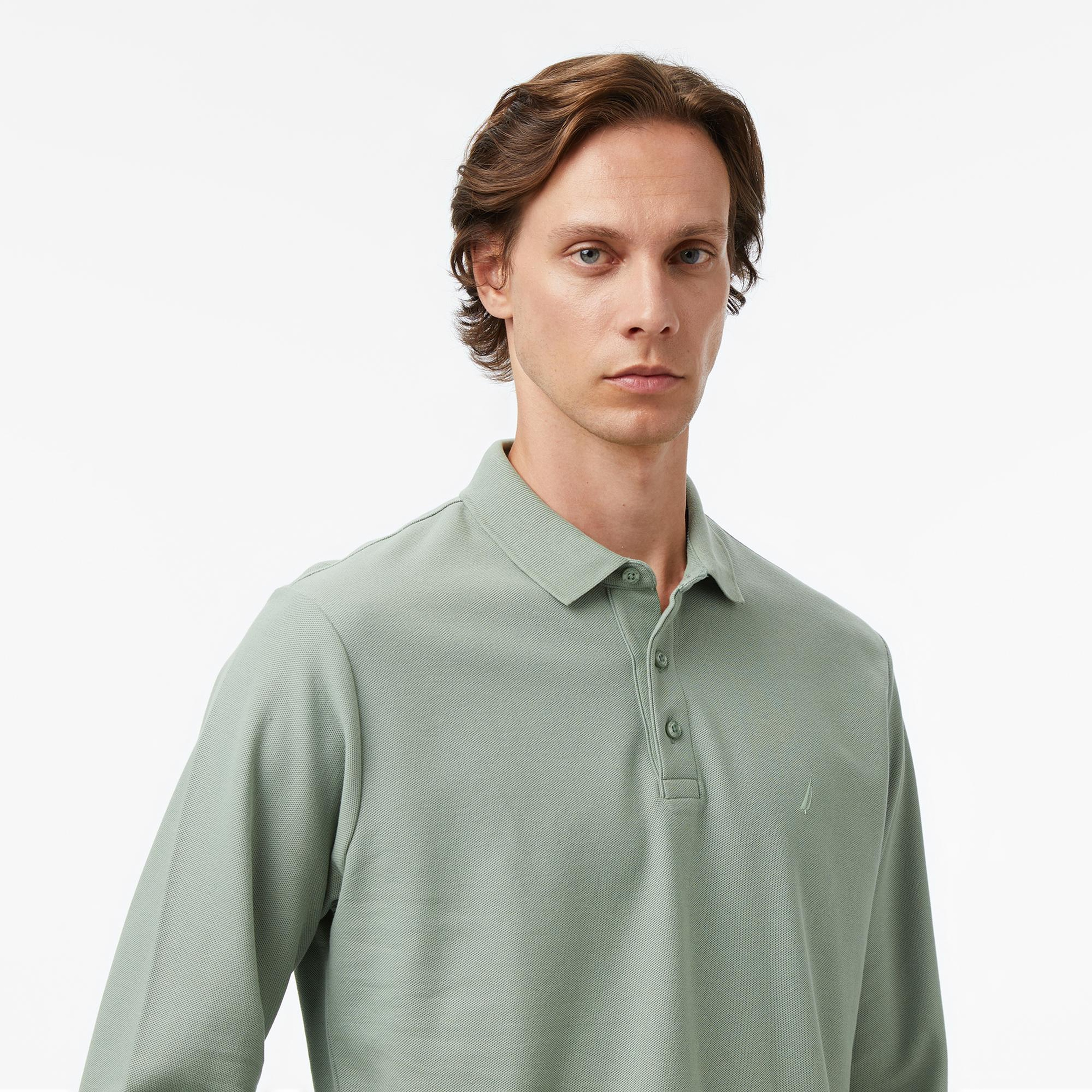 Nautica Erkek Yeşil Classic Fit Uzun Kollu Polo Yaka T-Shirt