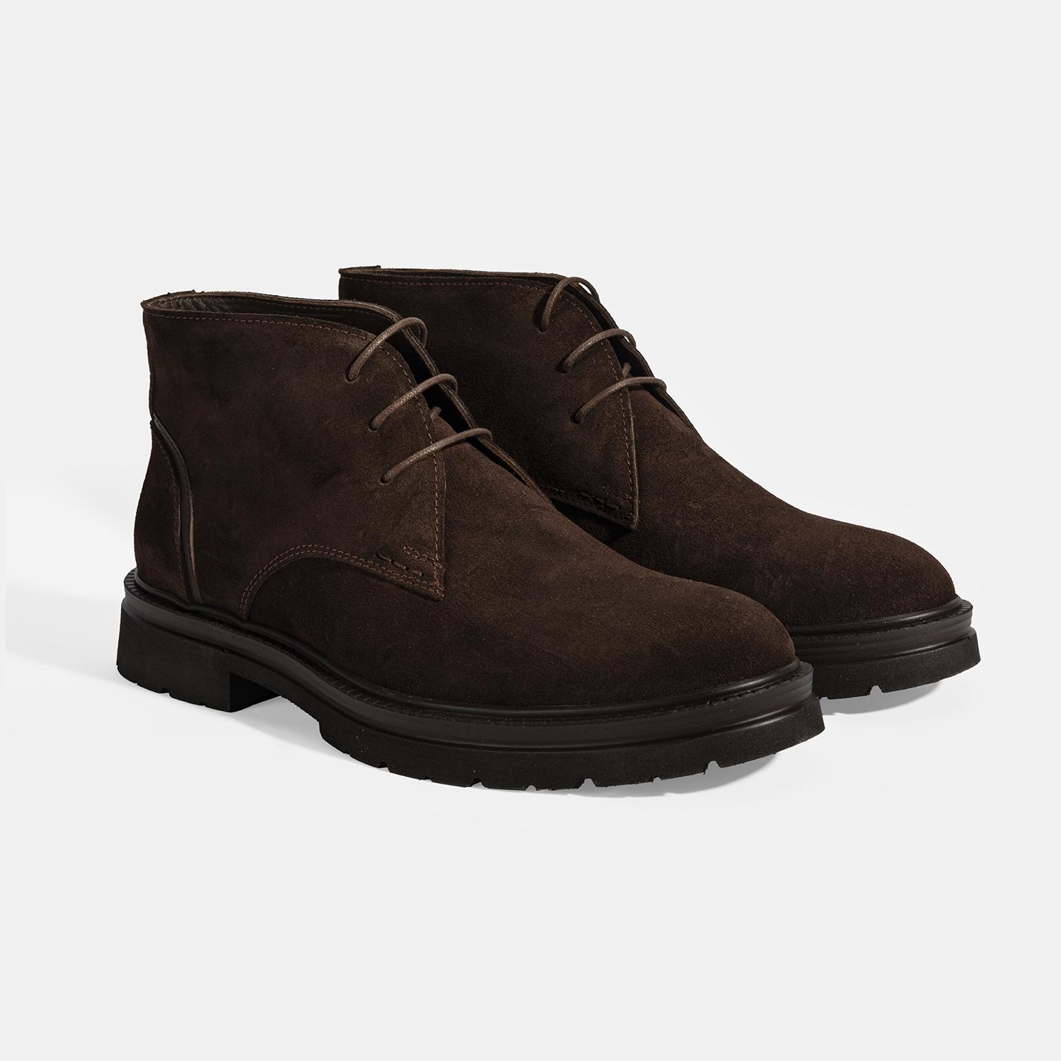 Erkek Kahve Bağcıklı Süet Bot