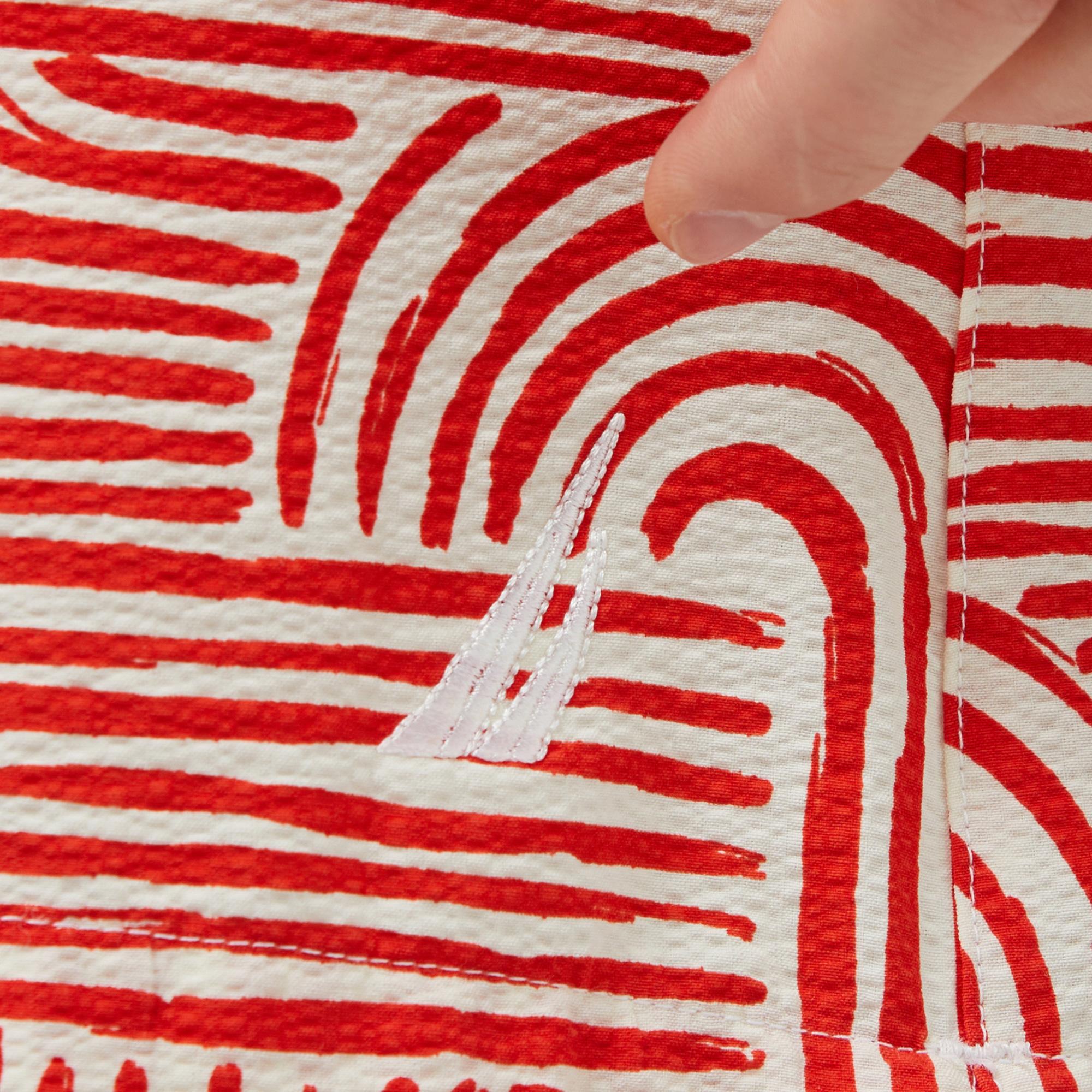 Nautica Erkek Kırmızı Regular Fit Desenli Deniz Şortu