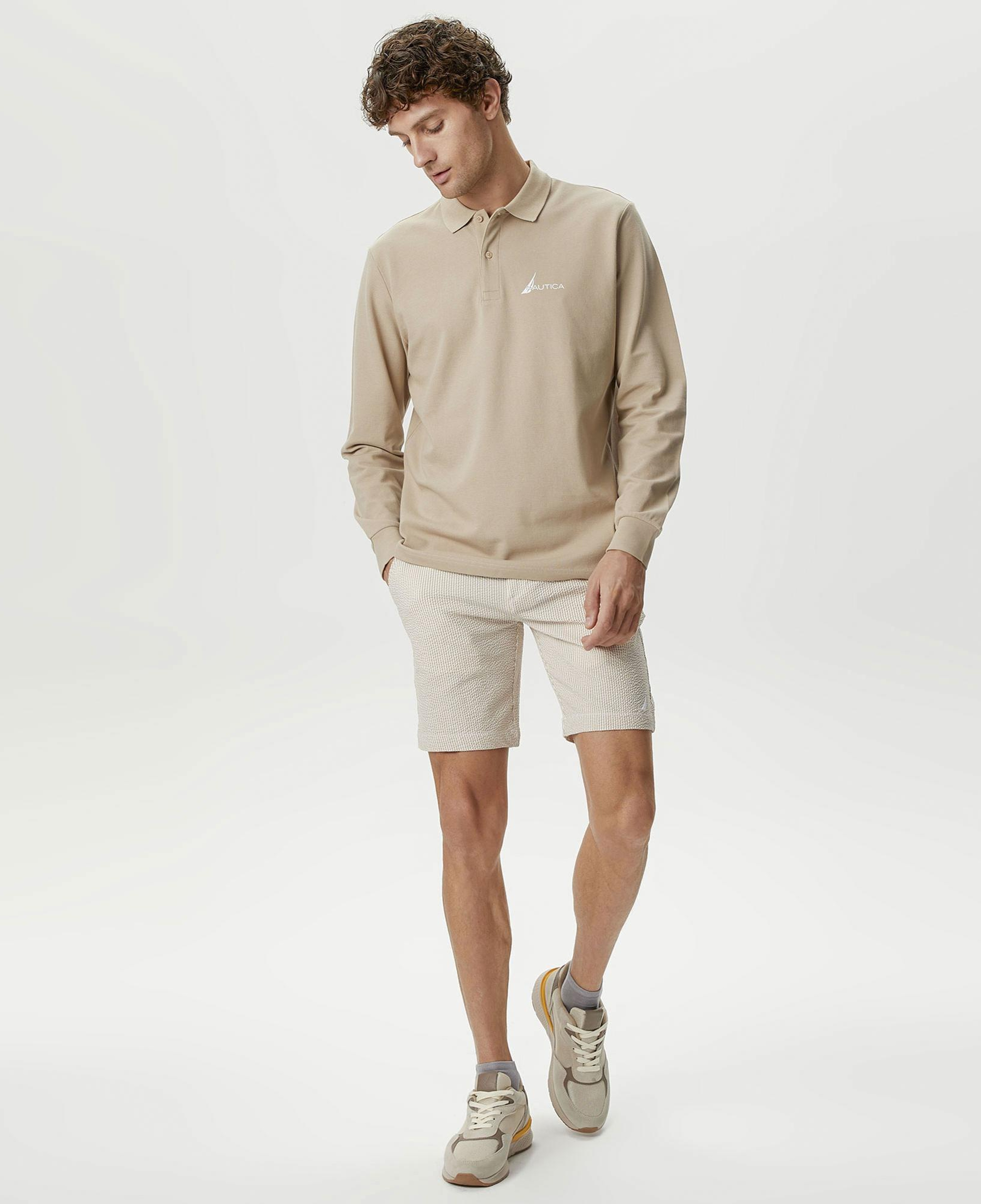 Nautica Erkek Bej Standart Fit Bermuda