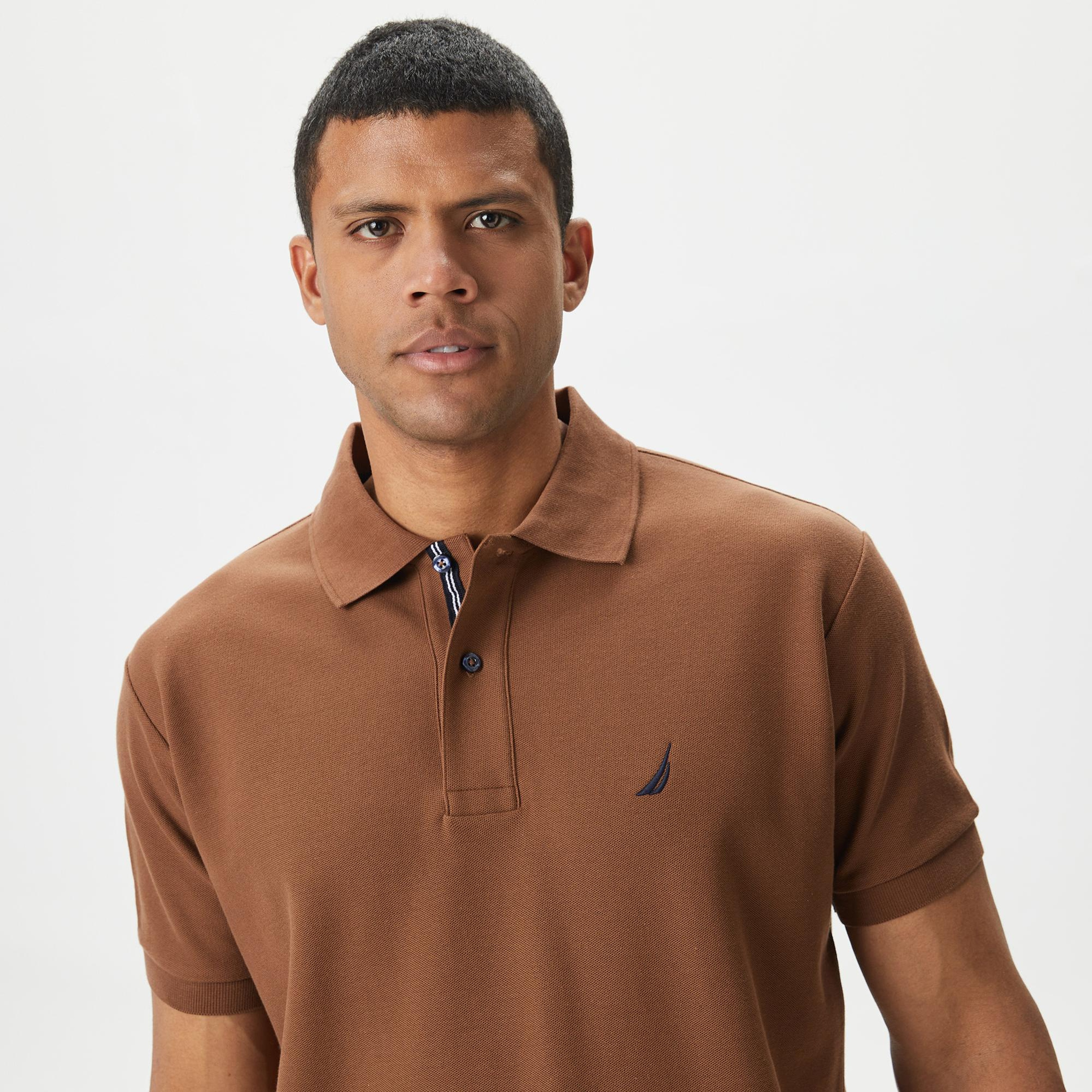 Nautica Erkek Kahverengi Classic Fit Kısa Kollu Polo Yaka T-Shirt