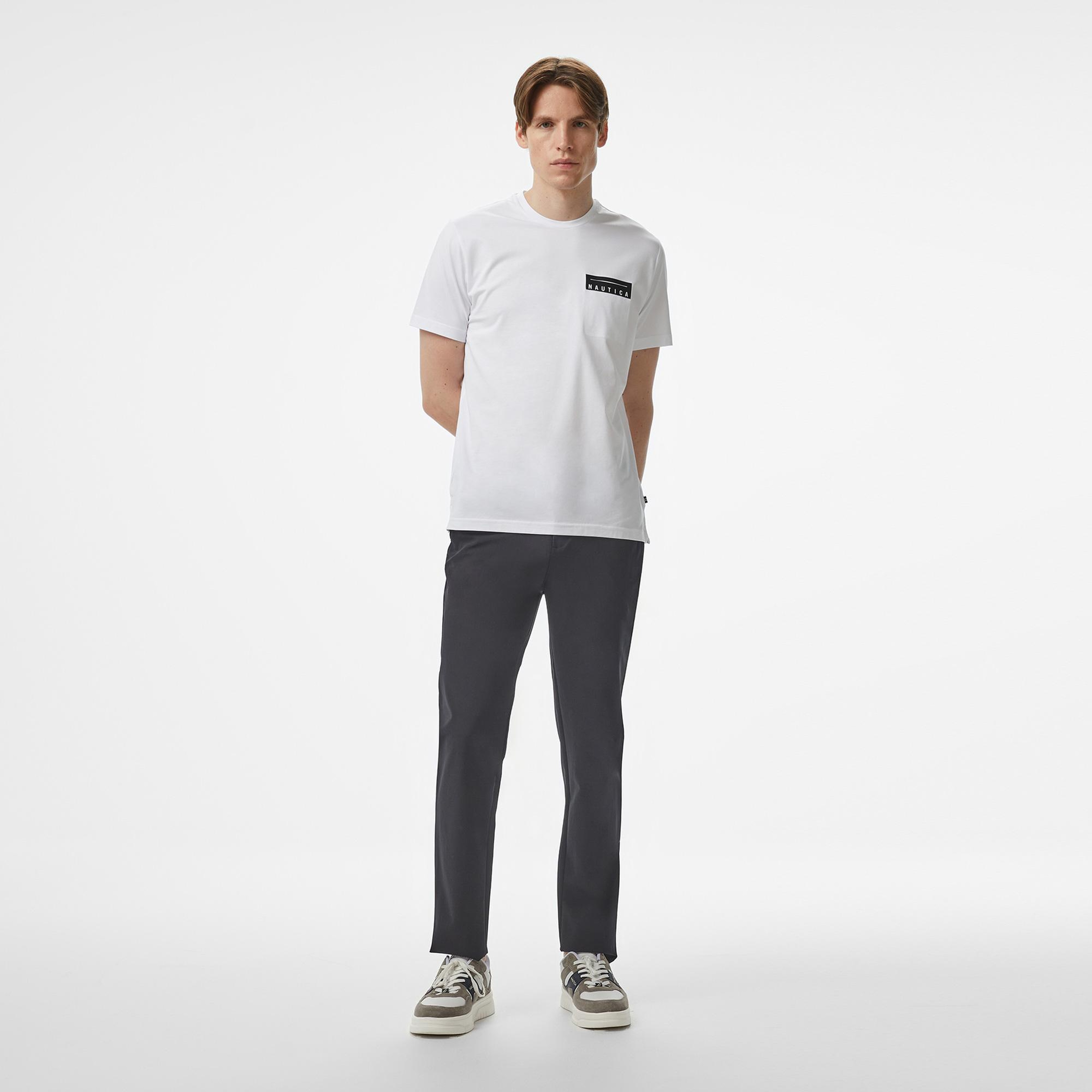 Nautica Erkek Beyaz Regular Fit Baskılı T-Shirt