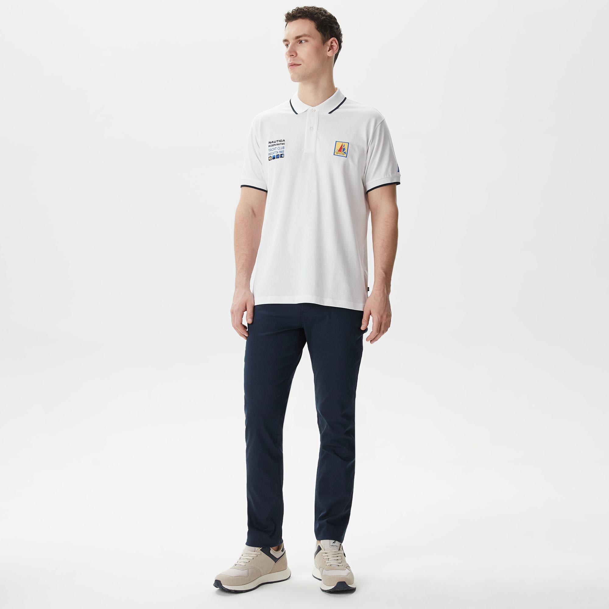 Nautica Erkek Beyaz Classic Fit Polo Yaka T-Shirt