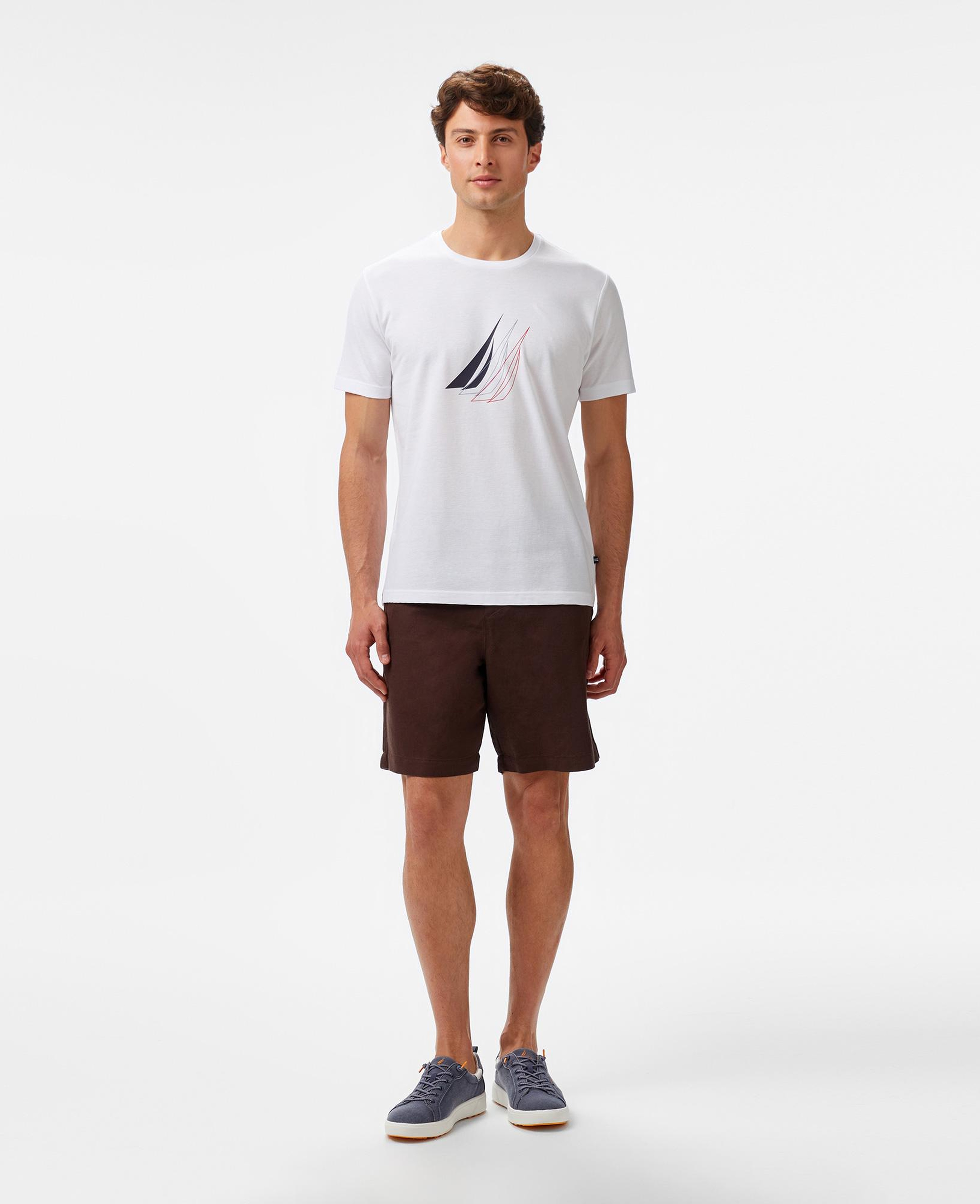 Nautica Erkek Beyaz Regular Fit Baskılı T-Shirt