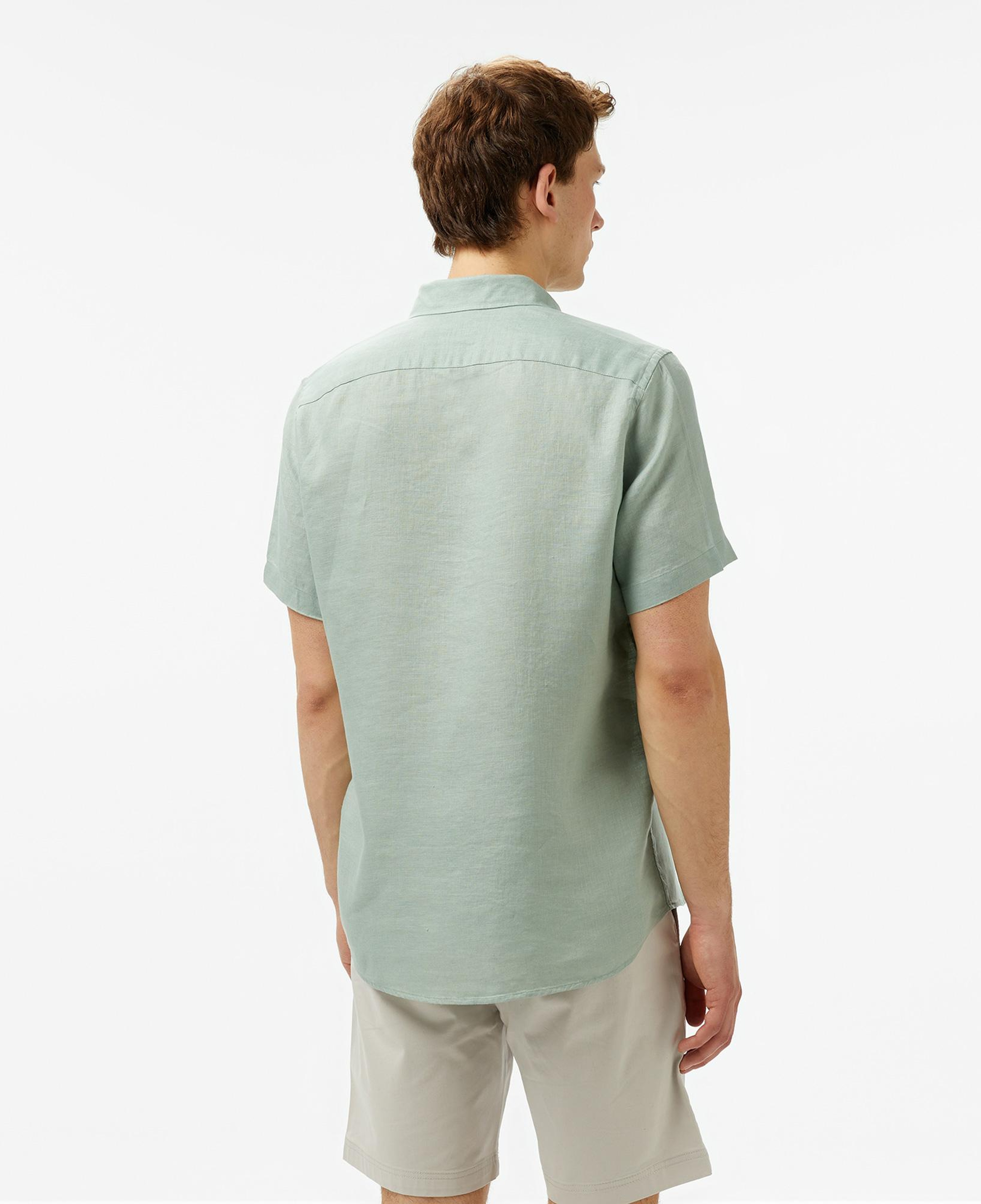 Nautica Erkek Haki Classic Fit Keten Gömlek