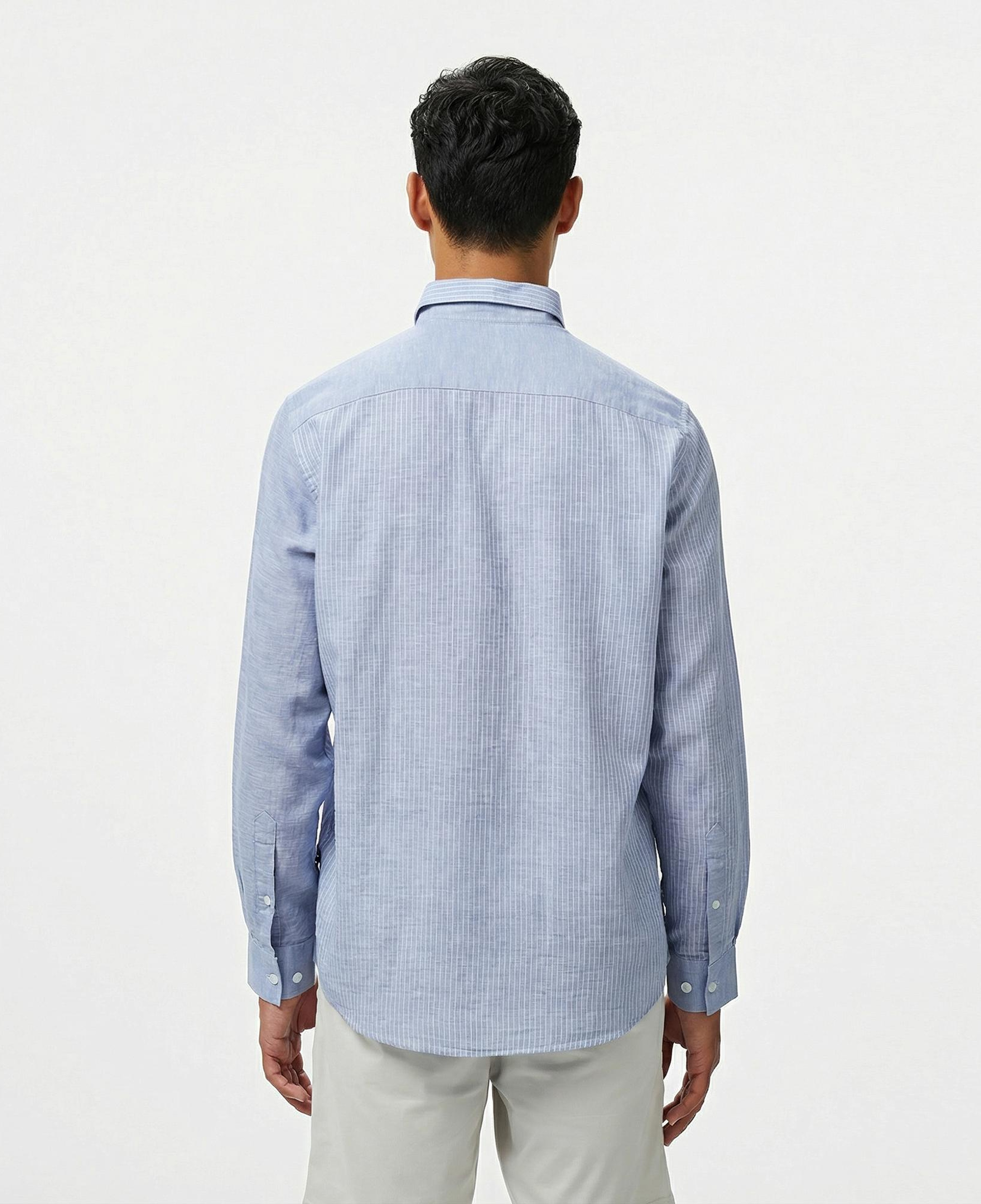 Nautica Erkek Mavi Classic Fit Çizgili Gömlek