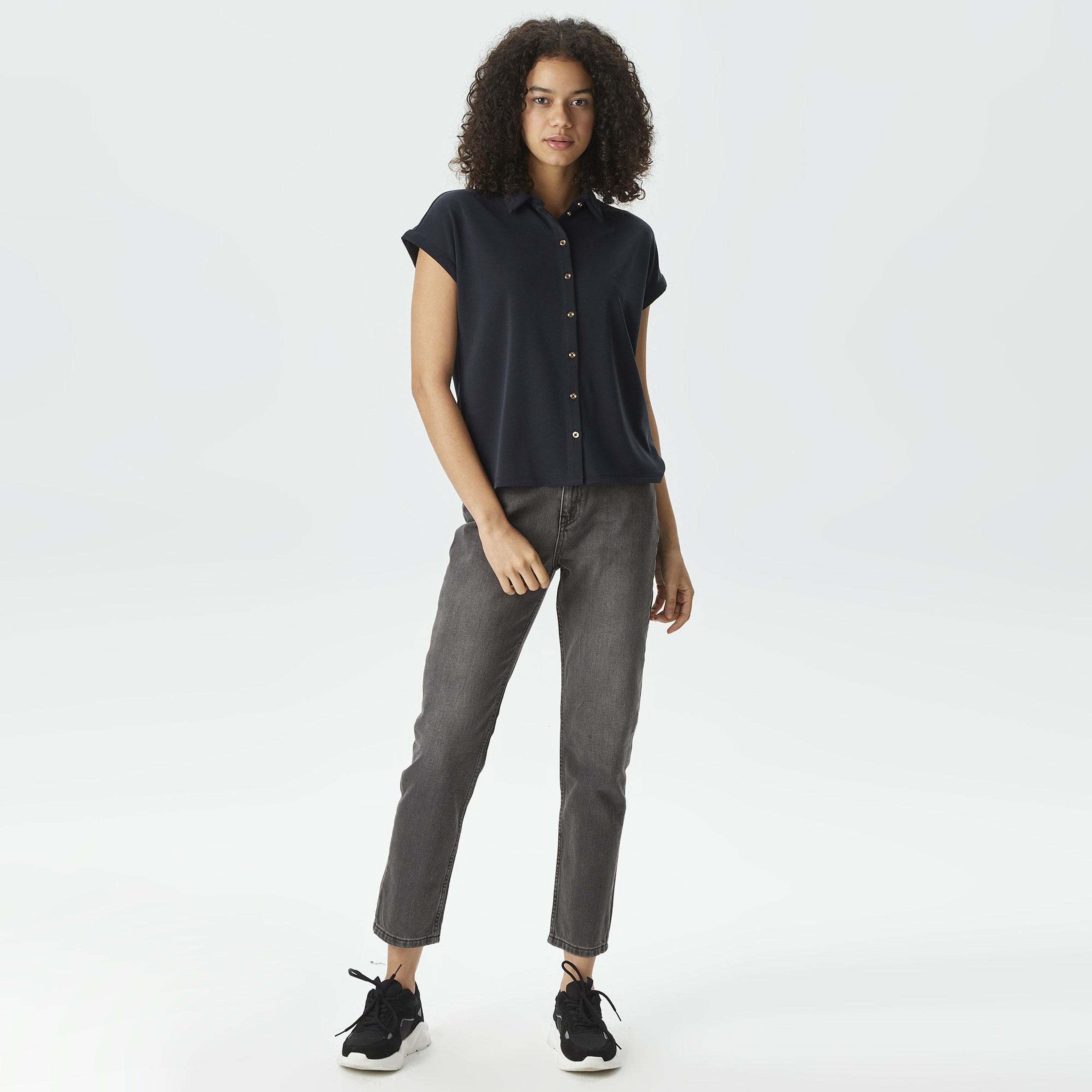 Nautica Kadın Siyah Relaxed Fit Gömlek